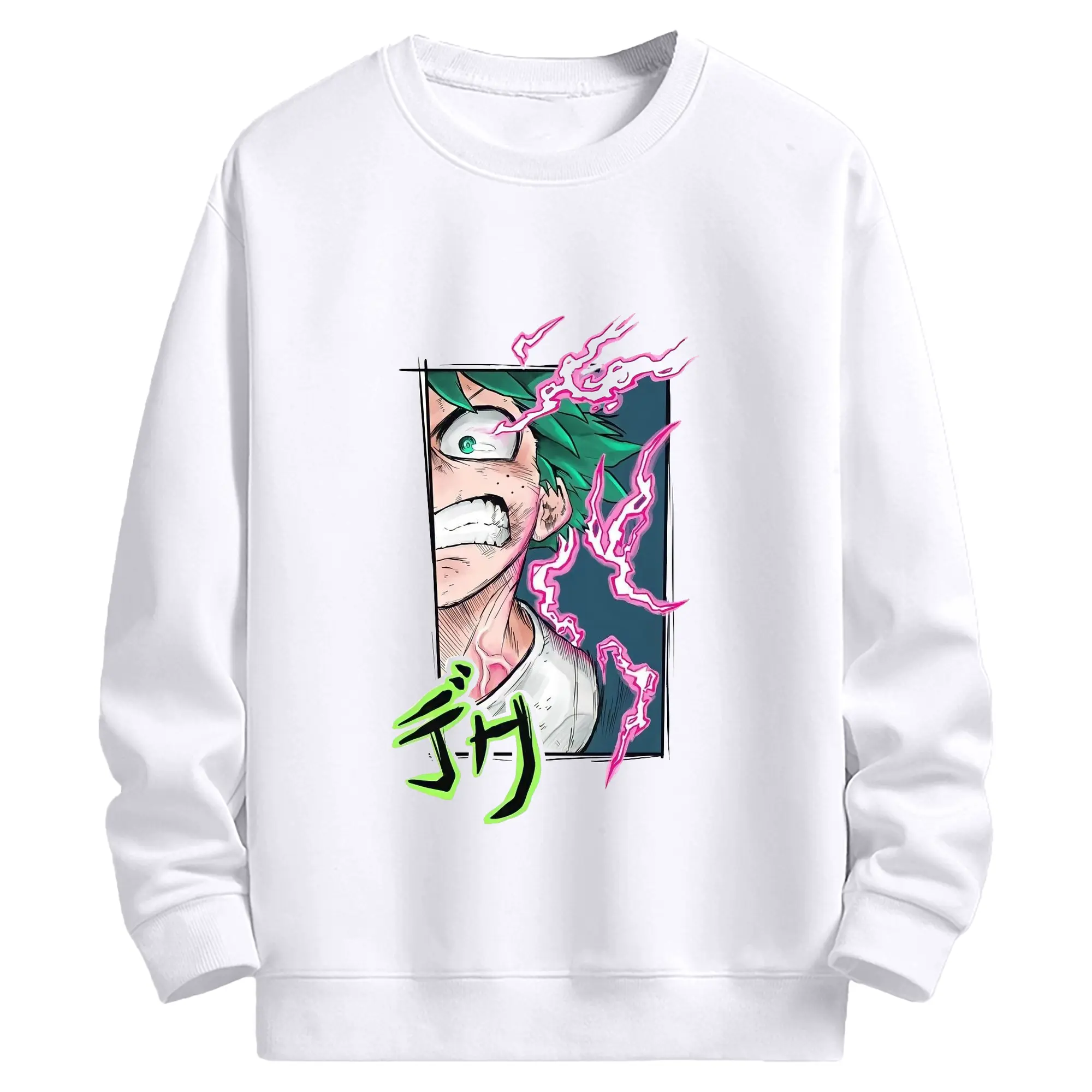 僕のヒーローアカデミア 緑谷 出久 - 高品質 クルーネック スウェット ・ コットン59％ ポリエステル41％ ・ ユニセックス 長袖 トレーナー ・ カジュアル デイリー スポーツ 散歩用