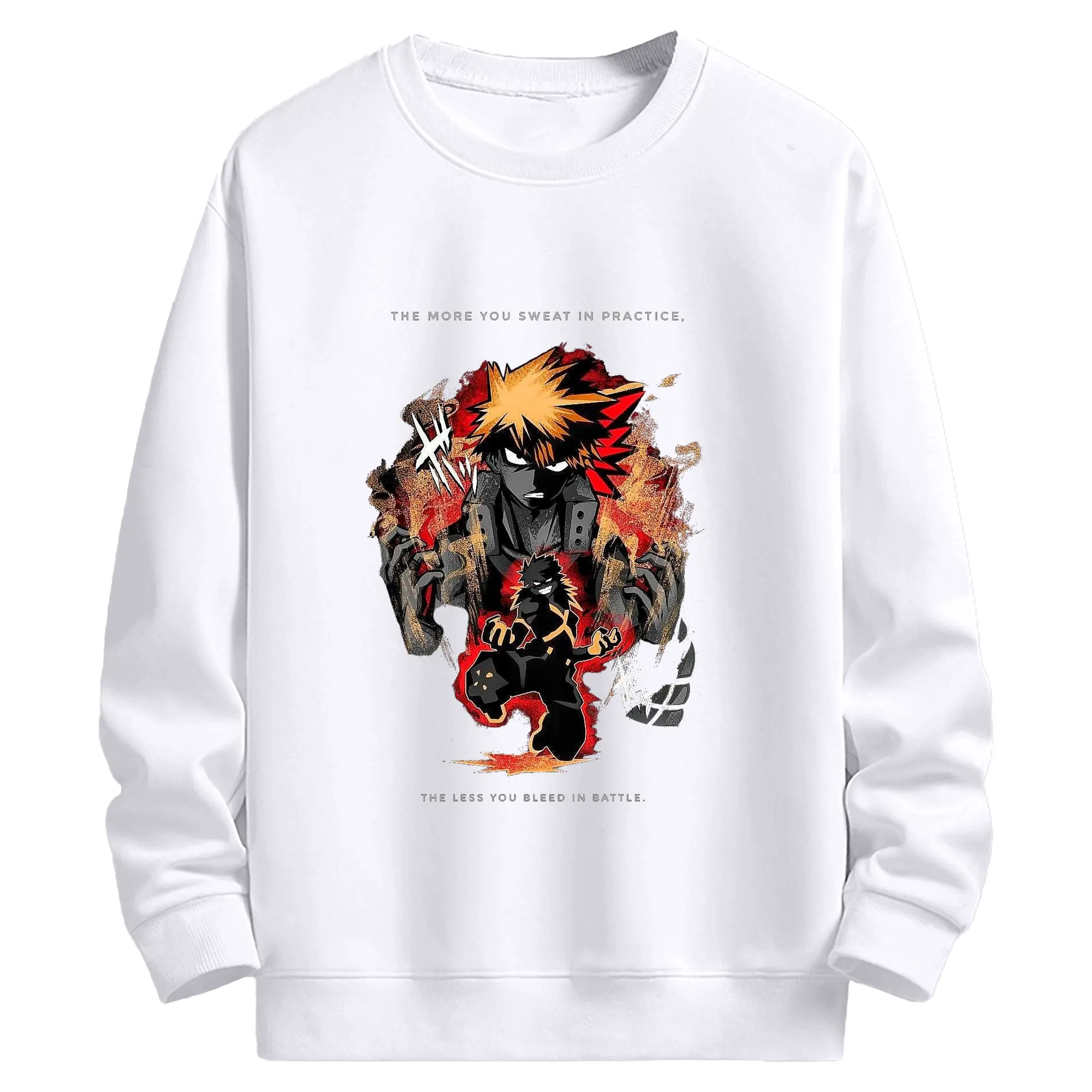 僕のヒーローアカデミア 爆豪 勝己 - 高品質 クルーネック スウェット ・ コットン59％ ポリエステル41％ ・ ユニセックス 長袖 トレーナー ・ カジュアル デイリー スポーツ 散歩用