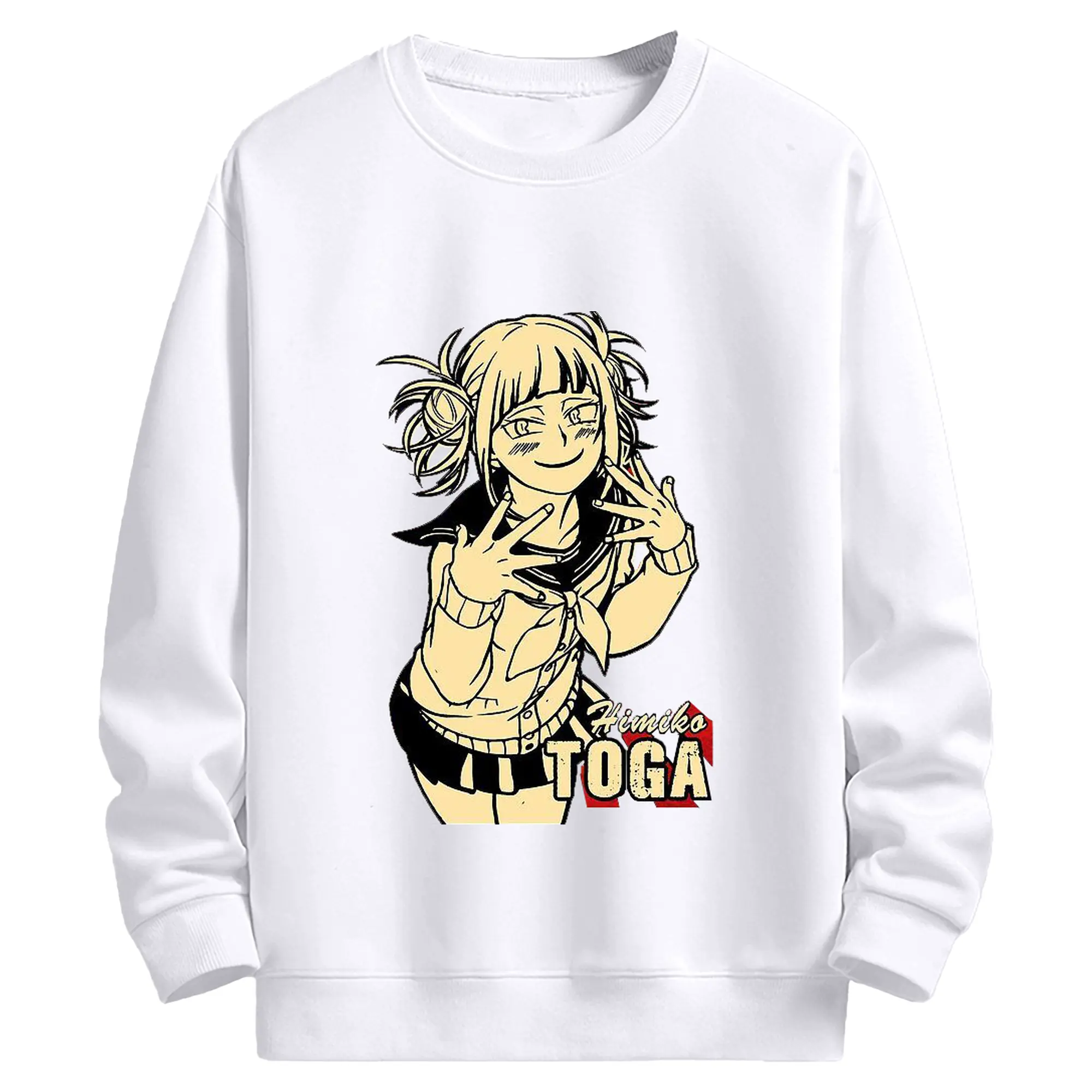 僕のヒーローアカデミア トガ ヒミコ - 高品質 クルーネック スウェット ・ コットン59％ ポリエステル41％ ・ ユニセックス 長袖 トレーナー ・ カジュアル デイリー スポーツ 散歩用