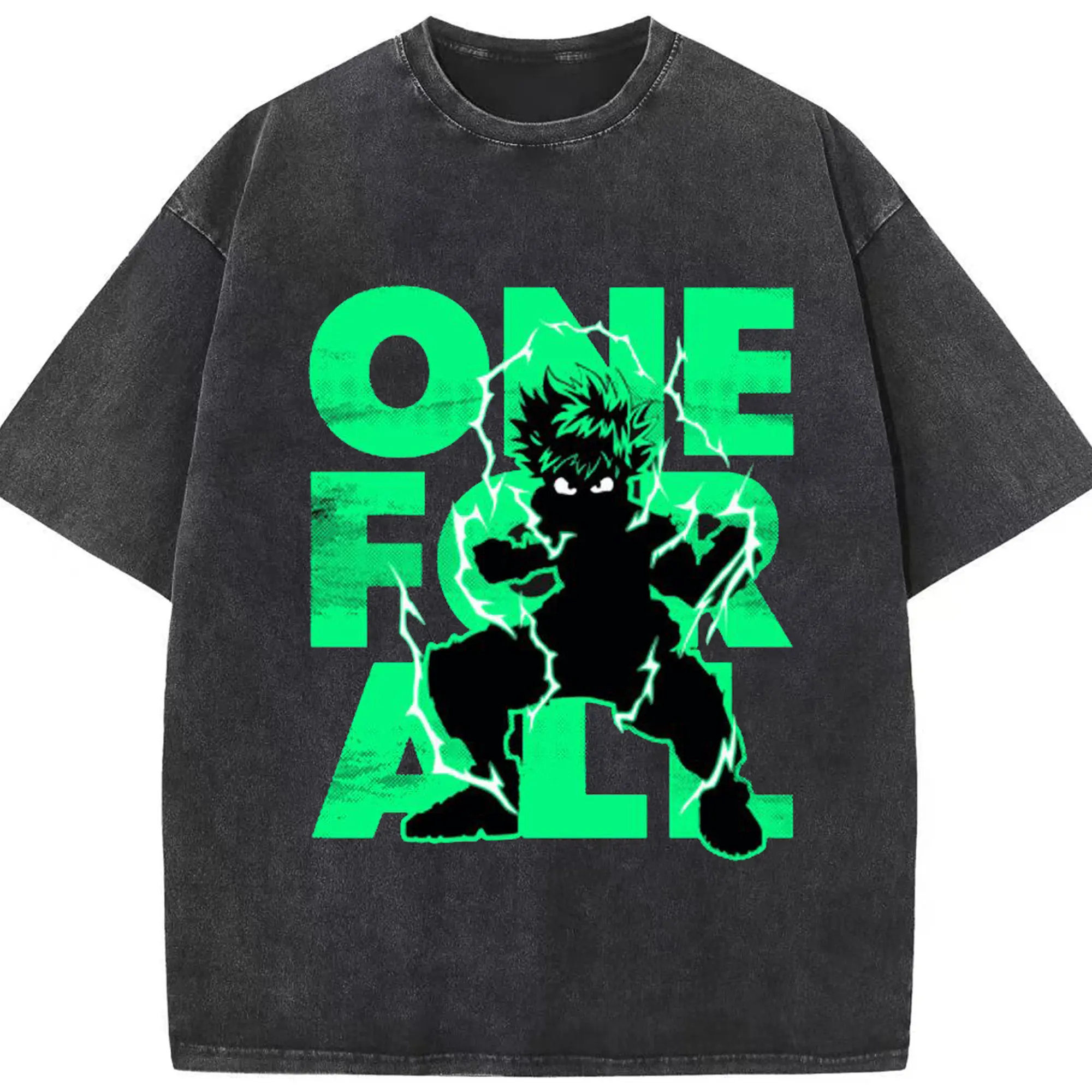 僕のヒーローアカデミア 緑谷 出久 激闘 - 綿100％ ヴィンテージ風 半袖Tシャツ ・ フロントプリント ・ 柔らか肌触り ・ 通気性 快適 ・ スポーツ カジュアル 外出用