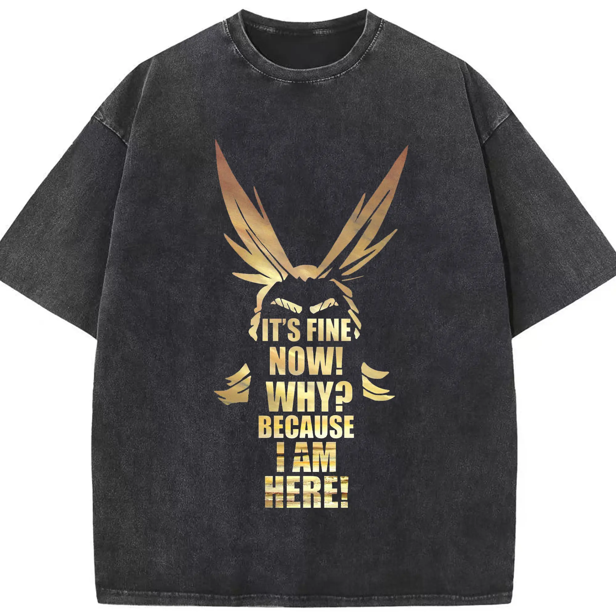 僕のヒーローアカデミア オールマイト - 綿100％ ヴィンテージ風 半袖Tシャツ ・ フロントプリント ・ 柔らか肌触り ・ 通気性 快適 ・ スポーツ カジュアル 外出用