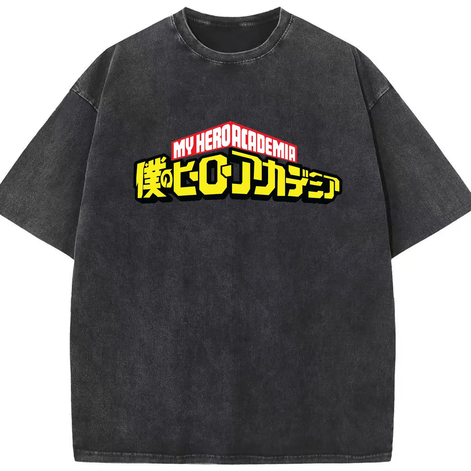 僕のヒーローアカデミア - 綿100％ ヴィンテージ風 半袖Tシャツ ・ フロントプリント ・ 柔らか肌触り ・ 通気性 快適 ・ スポーツ カジュアル 外出用