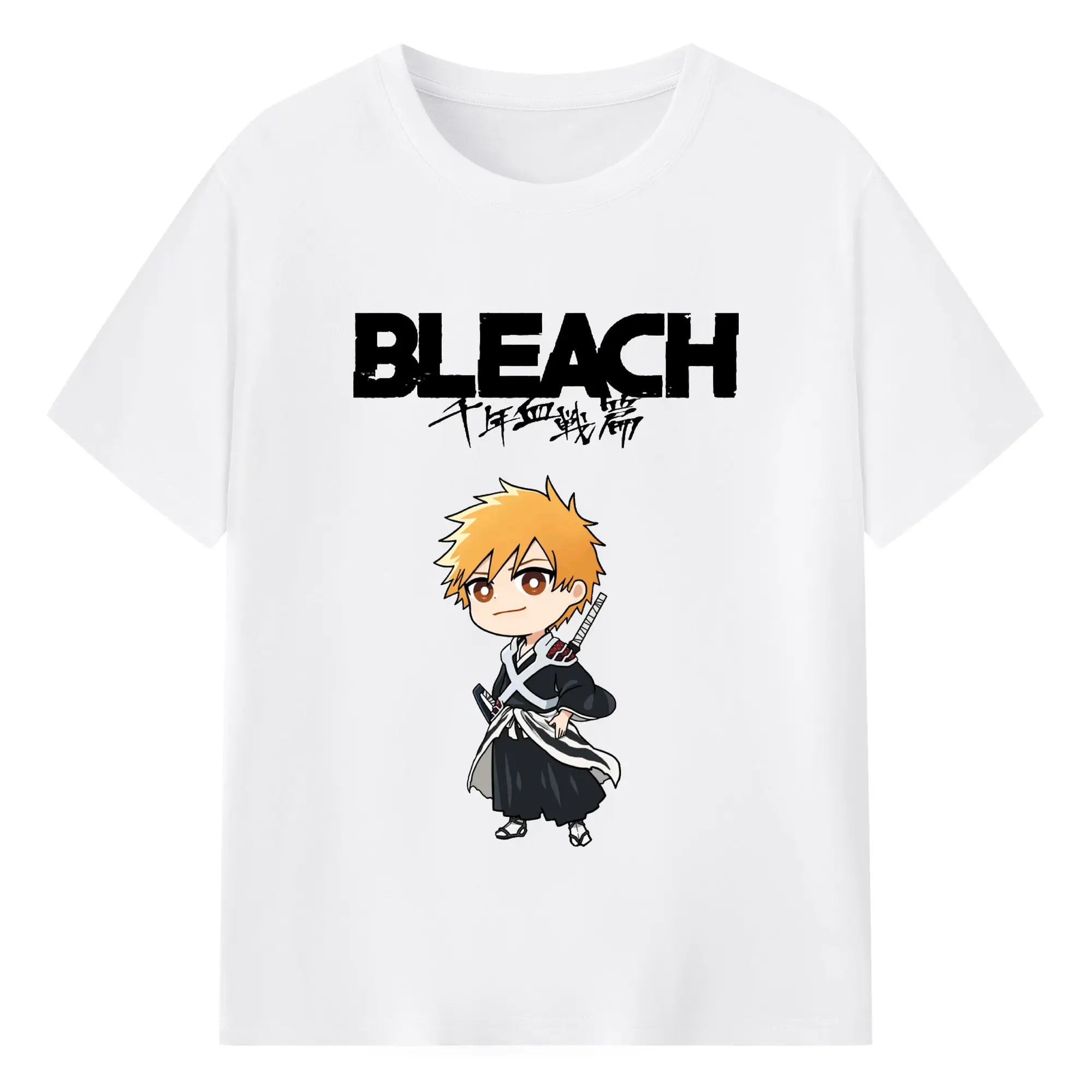 ブリーチ  デフォルト 黒崎一護 - 綿100％ 半袖Tシャツ ・ フロントプリント ・ 快適 通気性 ・ 日常使い 散歩 スポーツ用