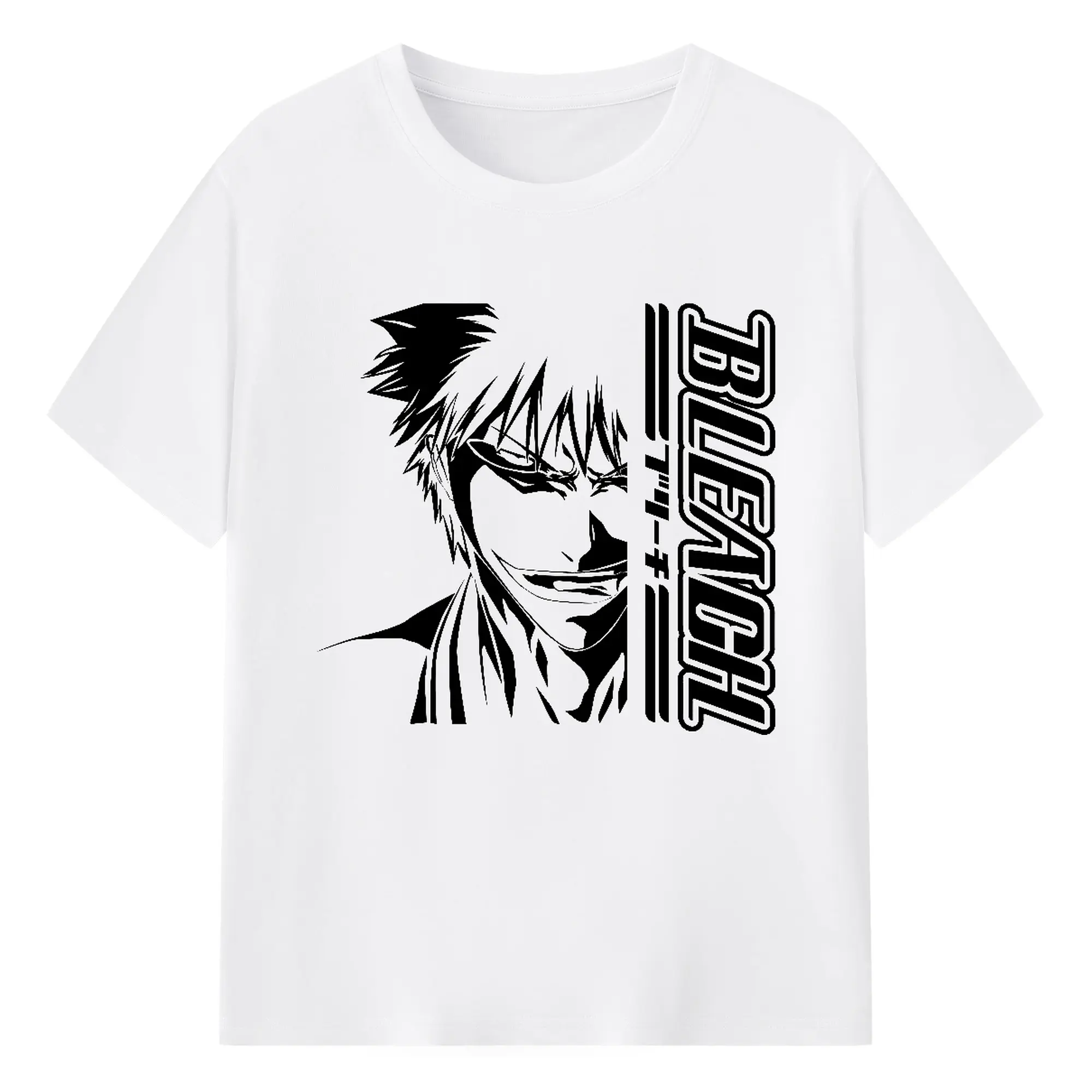 ブリーチ 黒崎一護BLEACH文字付け - 綿100％ 半袖Tシャツ ・ フロントプリント ・ 快適 通気性 ・ 日常使い 散歩 スポーツ用