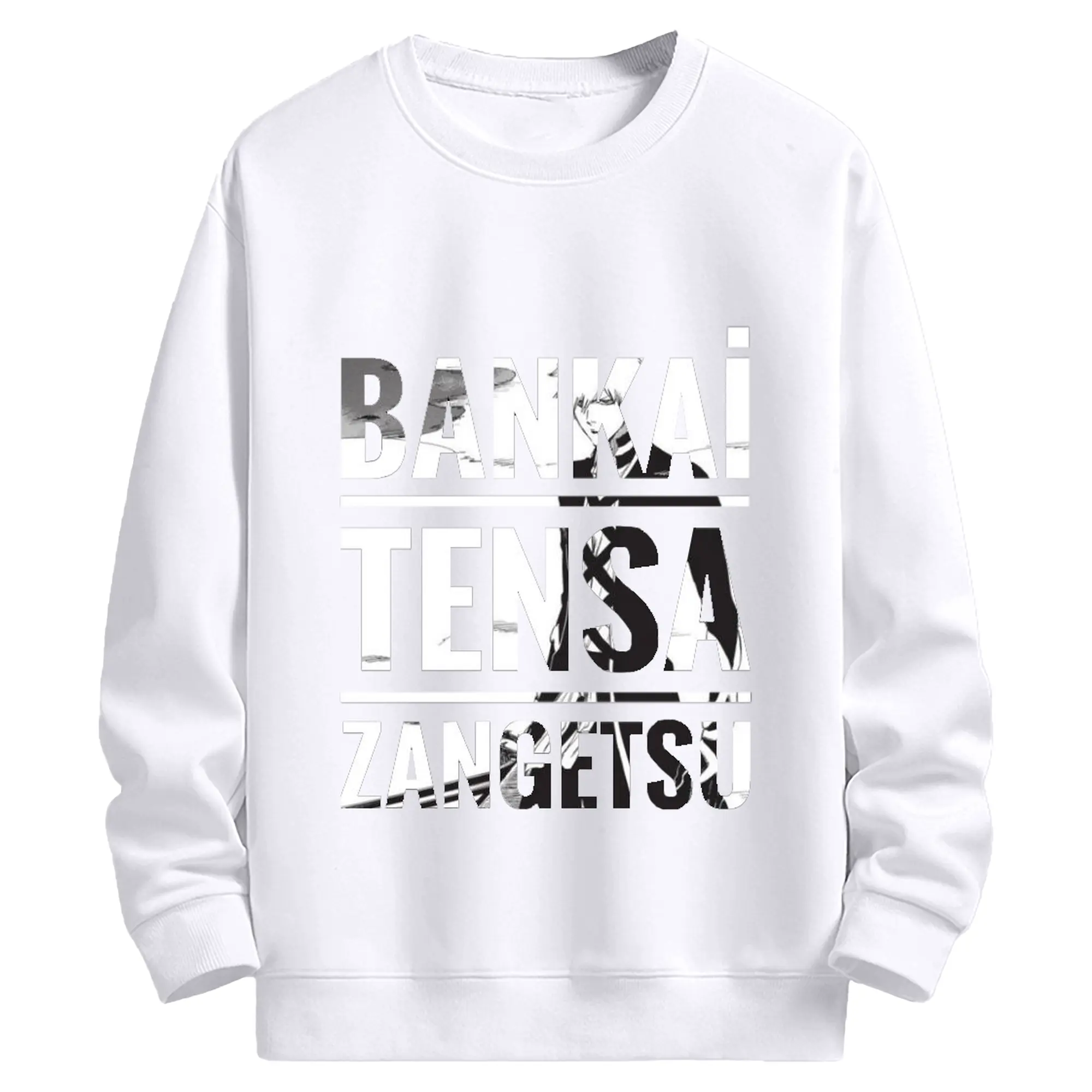 ブリーチ  黒崎一護英文字文字 - 高品質 クルーネック スウェット ・ コットン59％ ポリエステル41％ ・ ユニセックス 長袖 トレーナー ・ カジュアル デイリー スポーツ 散歩用