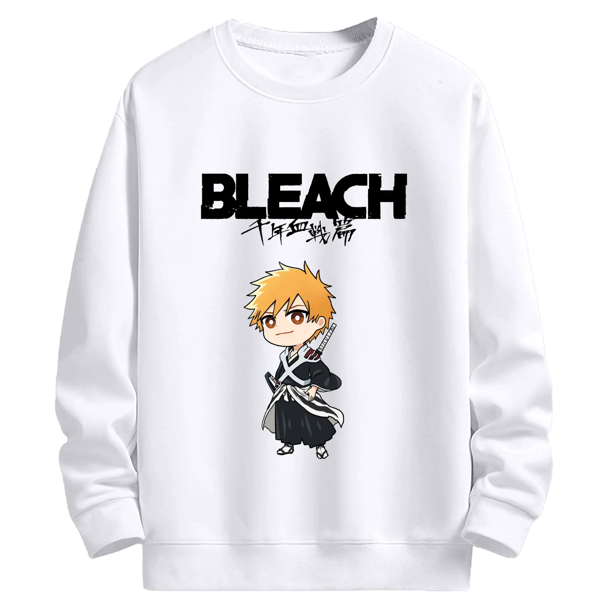 ブリーチ  デフォルト 黒崎一護 - 高品質 クルーネック スウェット ・ コットン59％ ポリエステル41％ ・ ユニセックス 長袖 トレーナー ・ カジュアル デイリー スポーツ 散歩用