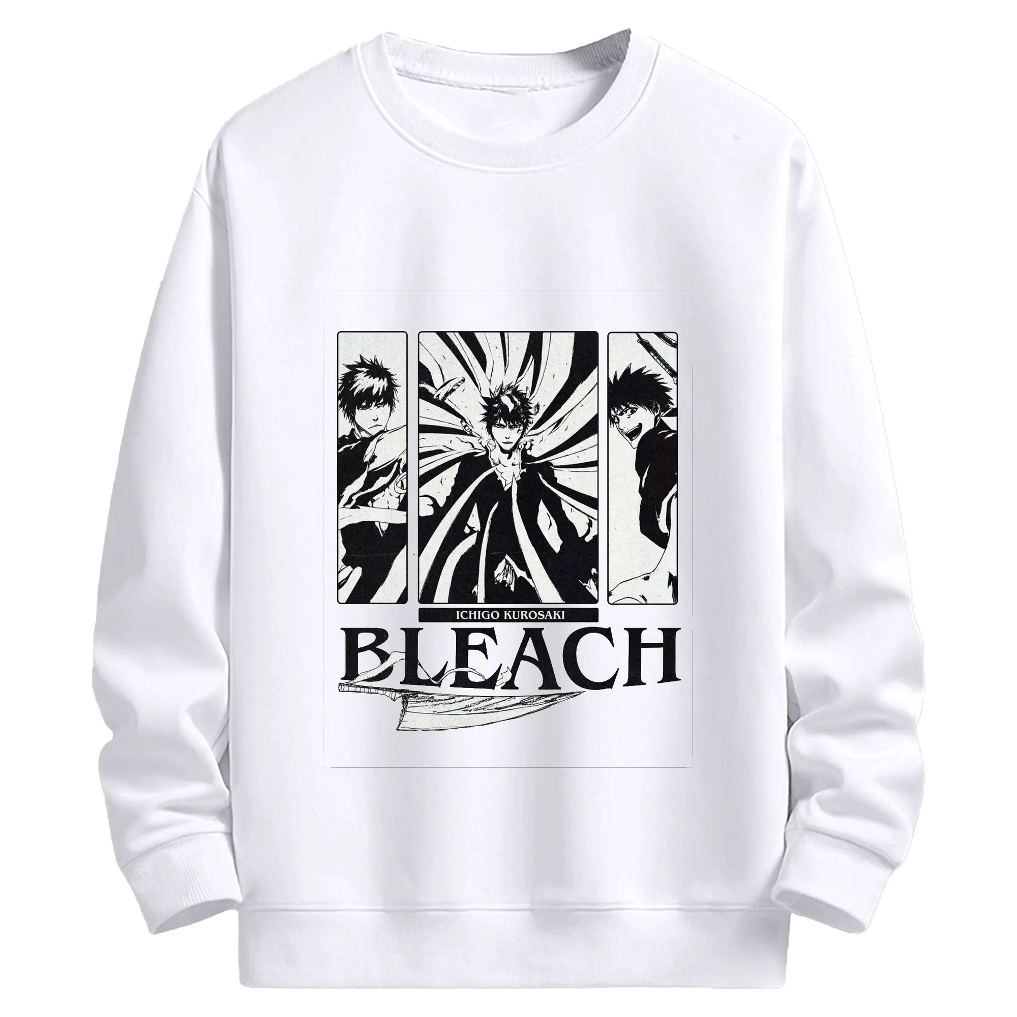 ブリーチ黒崎一護 斬魄刀 - 高品質 クルーネック スウェット ・ コットン59％ ポリエステル41％ ・ ユニセックス 長袖 トレーナー ・ カジュアル デイリー スポーツ 散歩用