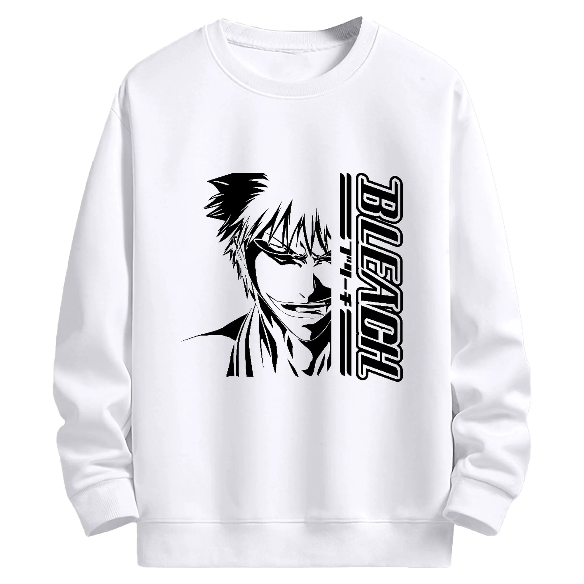 ブリーチ 黒崎一護BLEACH文字付け - 高品質 クルーネック スウェット ・ コットン59％ ポリエステル41％ ・ ユニセックス 長袖 トレーナー ・ カジュアル デイリー スポーツ 散歩用