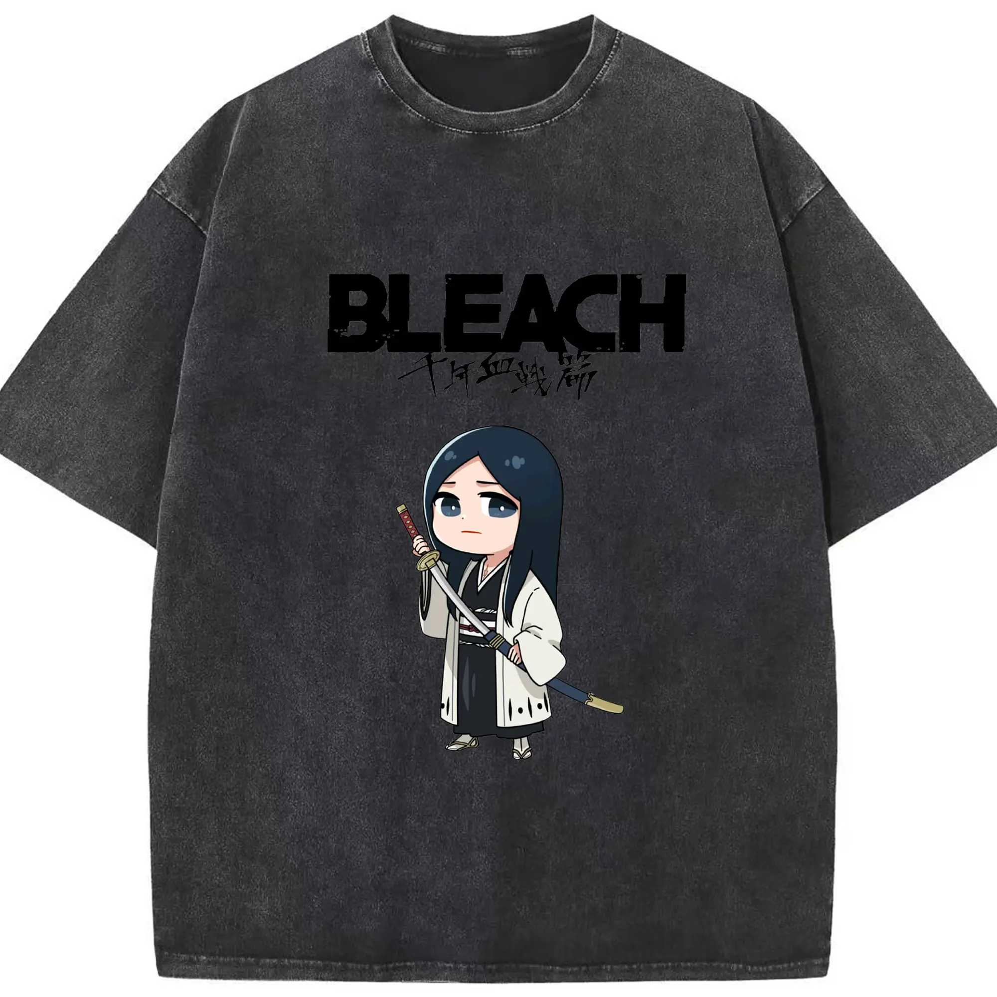 ブリーチ デフォルト 卯ノ花烈 - 綿100％ ヴィンテージ風 半袖Tシャツ ・ フロントプリント ・ 柔らか肌触り ・ 通気性 快適 ・ スポーツ カジュアル 外出用