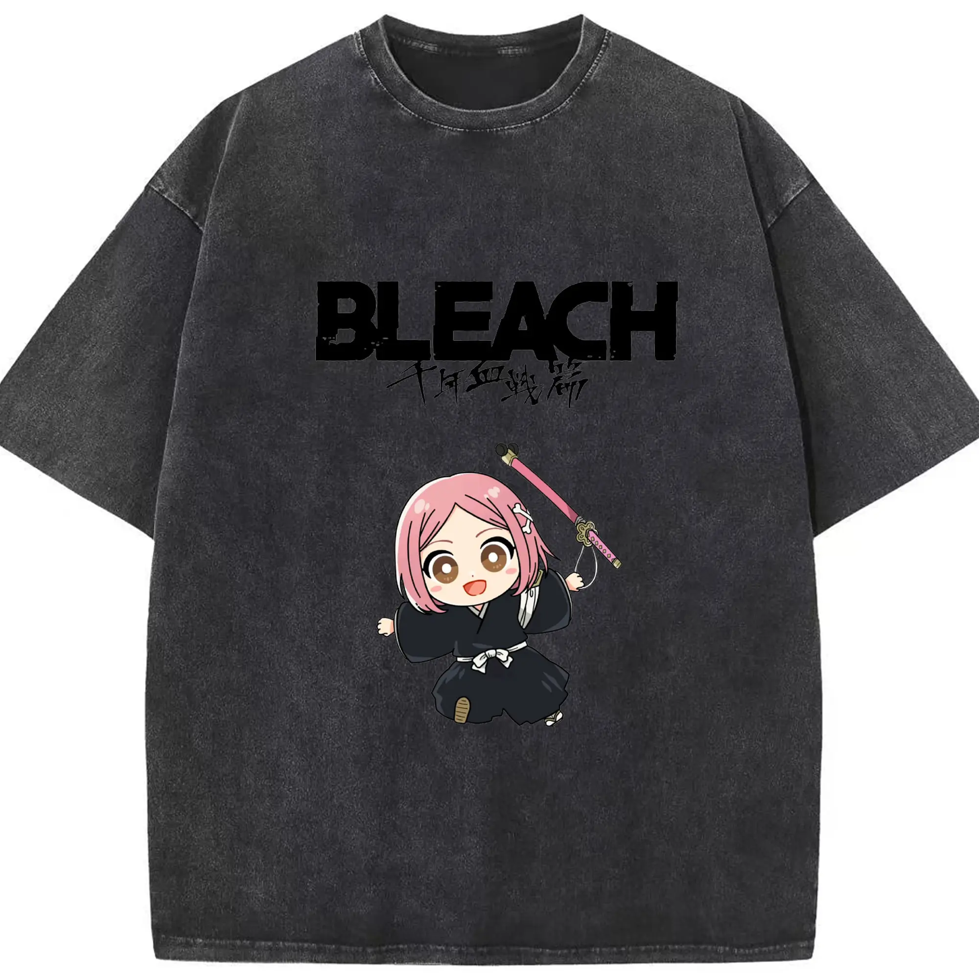 ブリーチ デフォルト草鹿やちる - 綿100％ ヴィンテージ風 半袖Tシャツ ・ フロントプリント ・ 柔らか肌触り ・ 通気性 快適 ・ スポーツ カジュアル 外出用