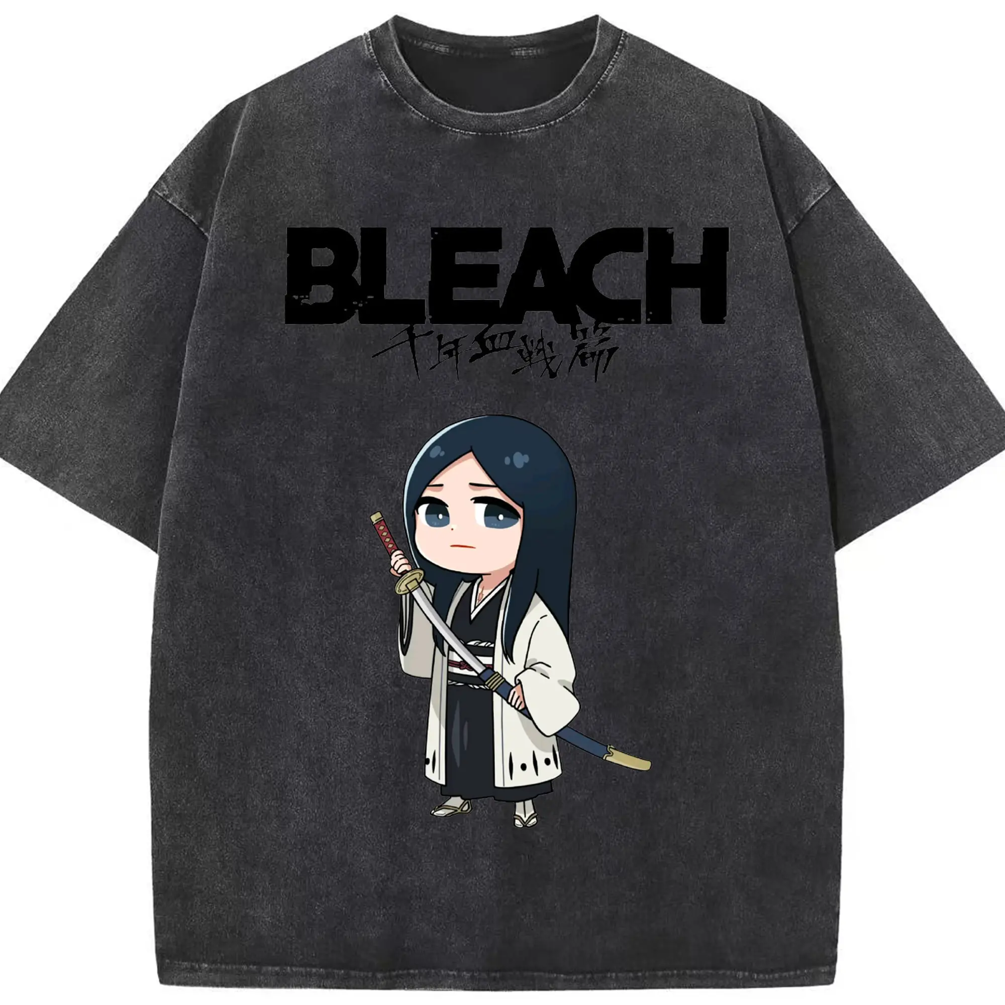 ブリーチ デフォルト 卯ノ花烈 - 綿100％ ヴィンテージ風 半袖Tシャツ ・ フロントプリント ・ 柔らか肌触り ・ 通気性 快適 ・ スポーツ カジュアル 外出用