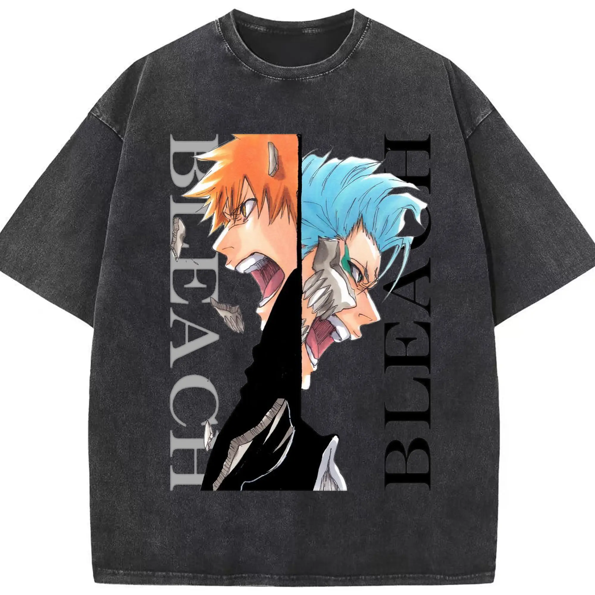 ブリーチ 一護覚醒 - 綿100％ ヴィンテージ風 半袖Tシャツ ・ フロントプリント ・ 柔らか肌触り ・ 通気性 快適 ・ スポーツ カジュアル 外出用