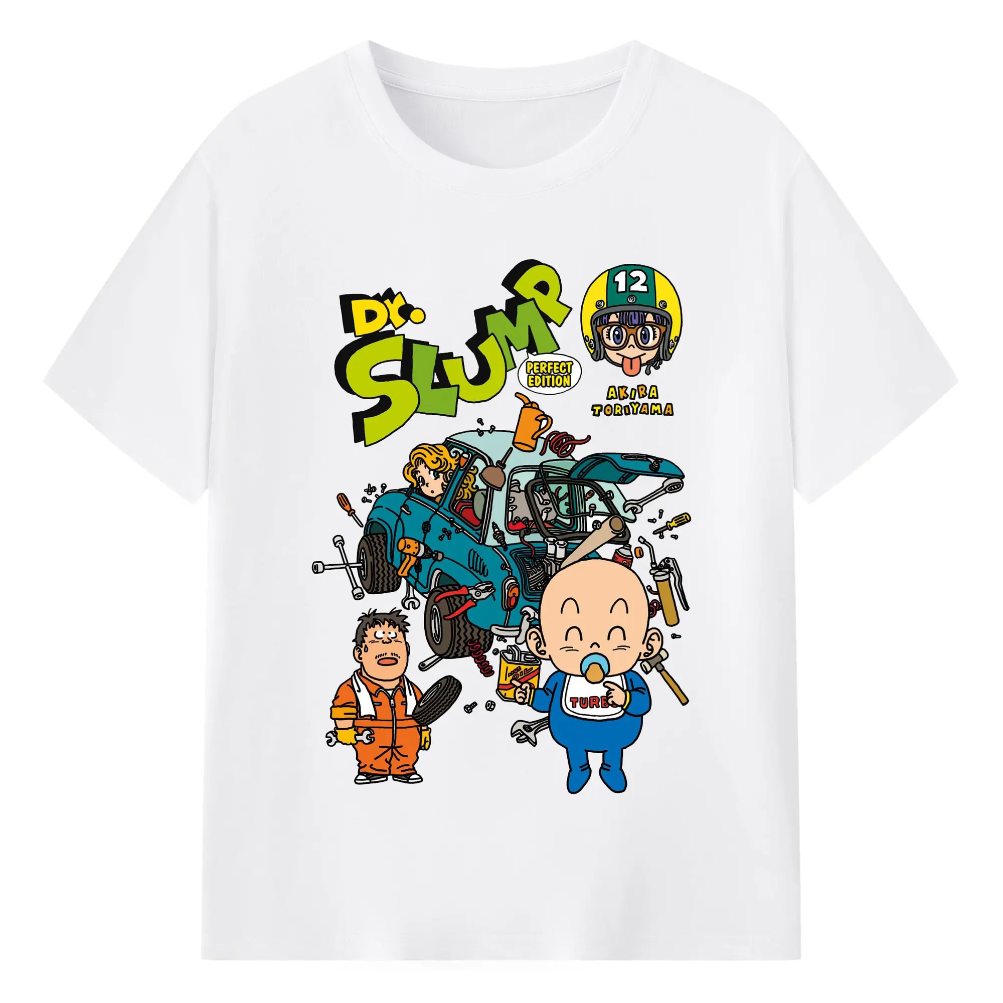 Dr.スランプ アラレちゃん マンガ風 - 綿100％ 半袖Tシャツ ・ フロントプリント ・ 快適 通気性 ・ 日常使い 散歩 スポーツ用