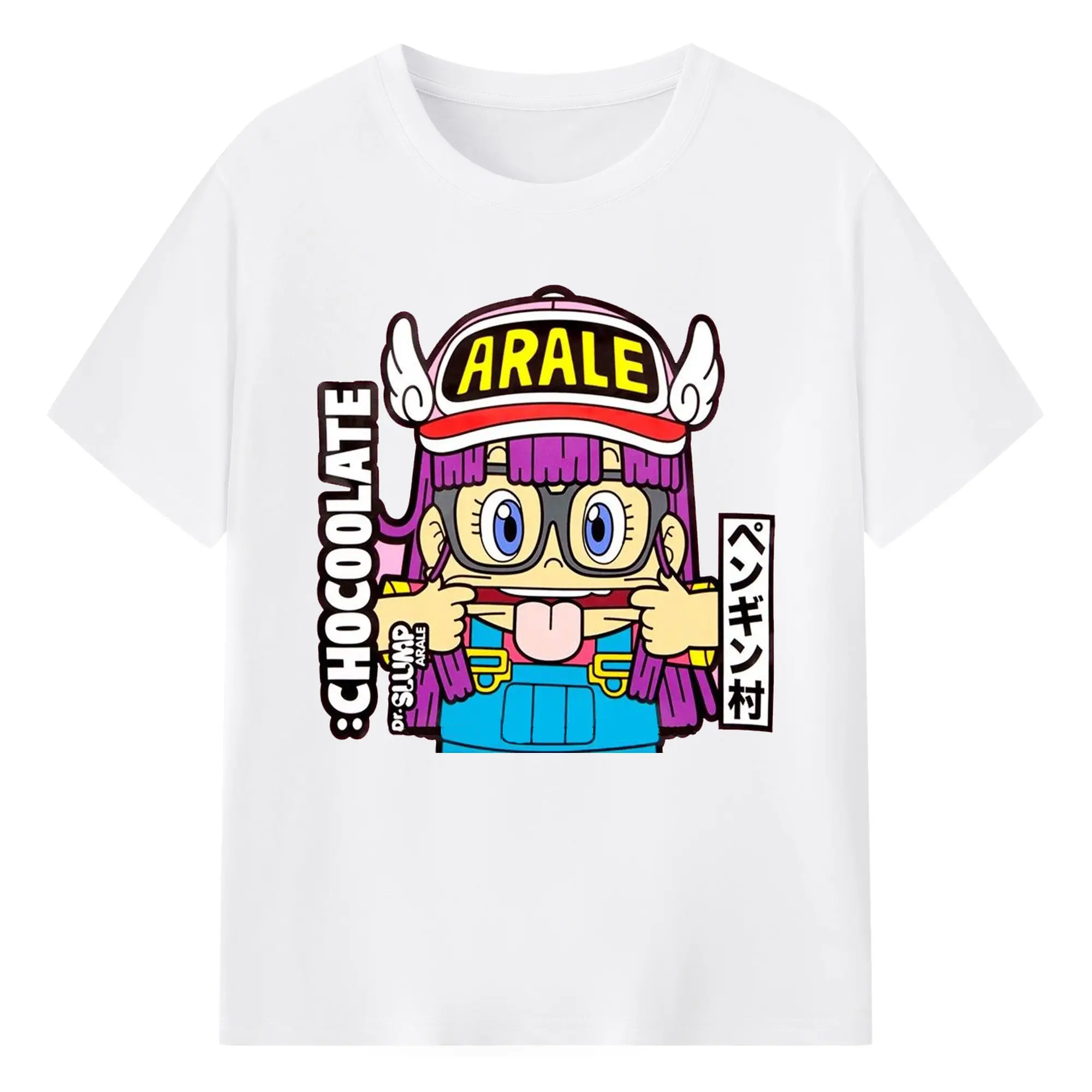 Dr.スランプ アラレちゃん ヘンカオ ペンギン村 - 綿100％ 半袖Tシャツ ・ フロントプリント ・ 快適 通気性 ・ 日常使い 散歩 スポーツ用
