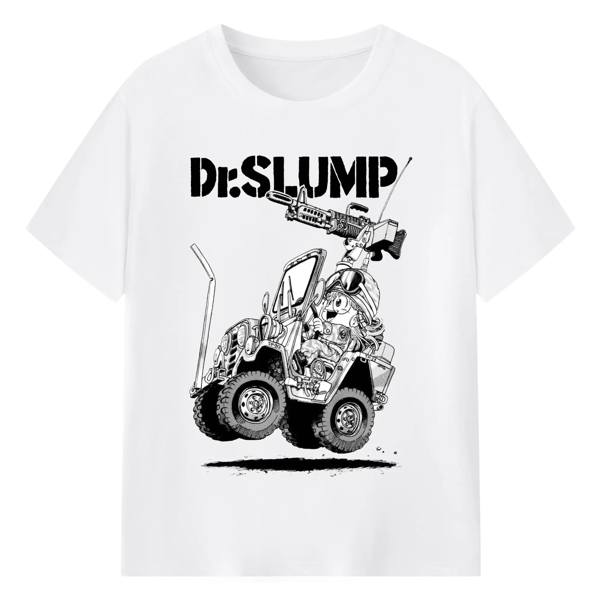 Dr.スランプ アラレちゃん モノクロ風 - 綿100％ 半袖Tシャツ ・ フロントプリント ・ 快適 通気性 ・ 日常使い 散歩 スポーツ用