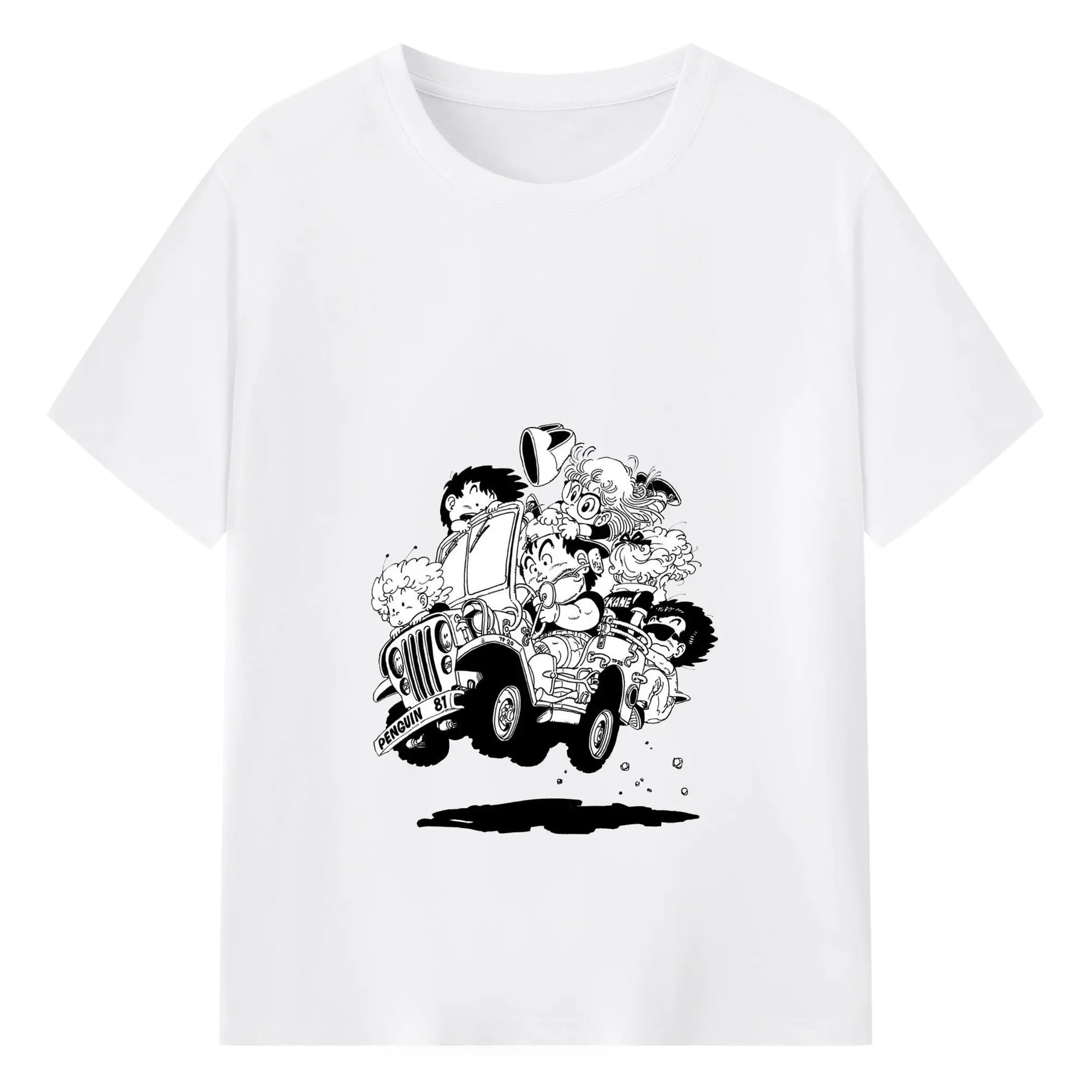 Dr.スランプ アラレちゃん モノクロ風 - 綿100％ 半袖Tシャツ ・ フロントプリント ・ 快適 通気性 ・ 日常使い 散歩 スポーツ用