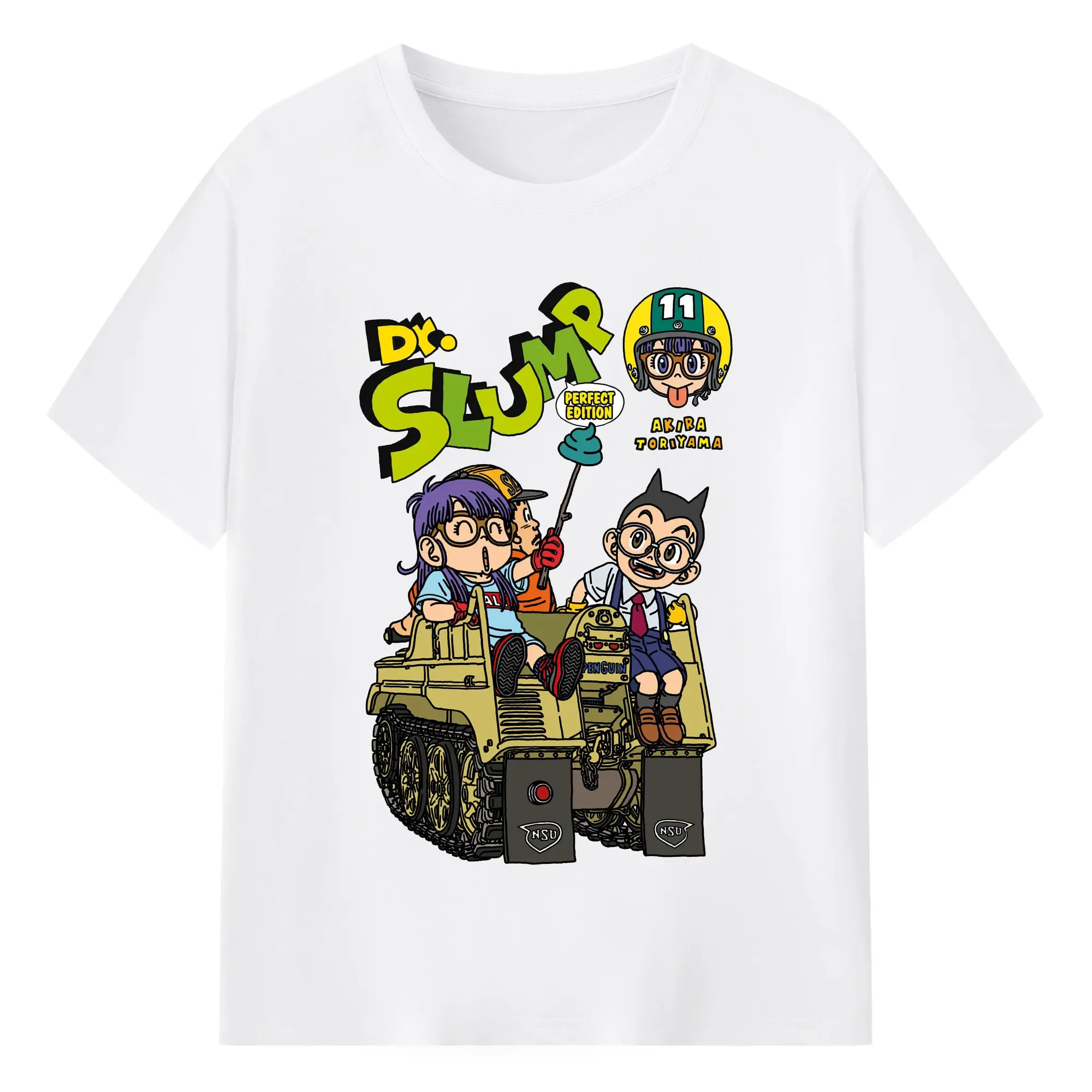 Dr.スランプ アラレちゃん 鳥山明 Obotchaman  Dr.スランプ グッズ - 綿100％ 半袖Tシャツ ・ フロントプリント ・ 快適 通気性 ・ 日常使い 散歩 スポーツ用