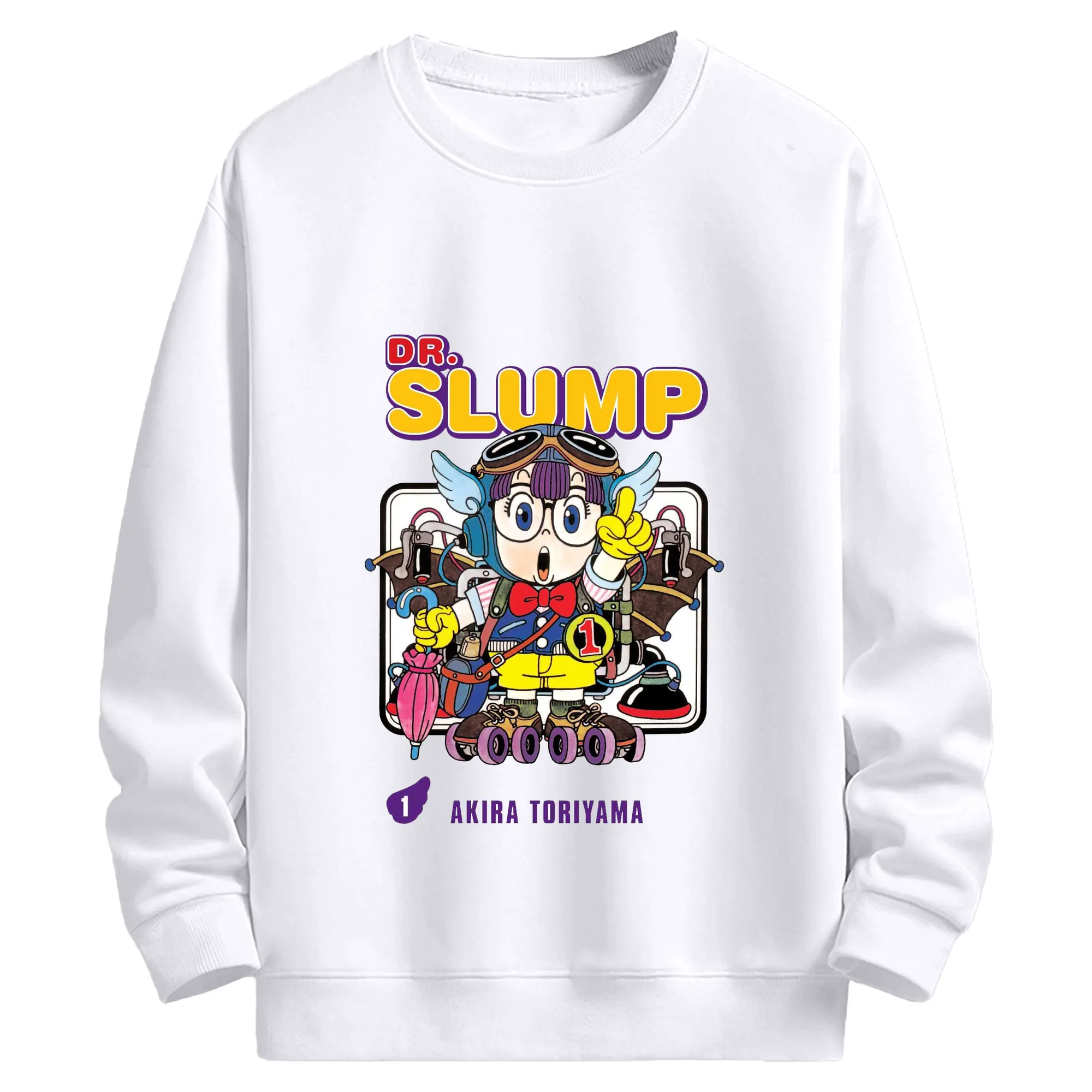 Dr.スランプ アラレちゃん 鳥山明 マンガ風 - 高品質 クルーネック スウェット ・ コットン59％ ポリエステル41％ ・ ユニセックス 長袖 トレーナー ・ カジュアル デイリー スポーツ 散歩用