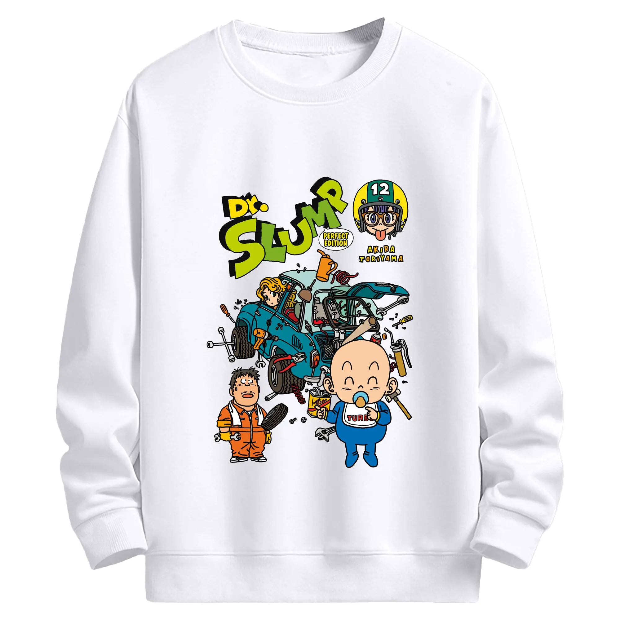 Dr.スランプ アラレちゃん マンガ風 - 高品質 クルーネック スウェット ・ コットン59％ ポリエステル41％ ・ ユニセックス 長袖 トレーナー ・ カジュアル デイリー スポーツ 散歩用