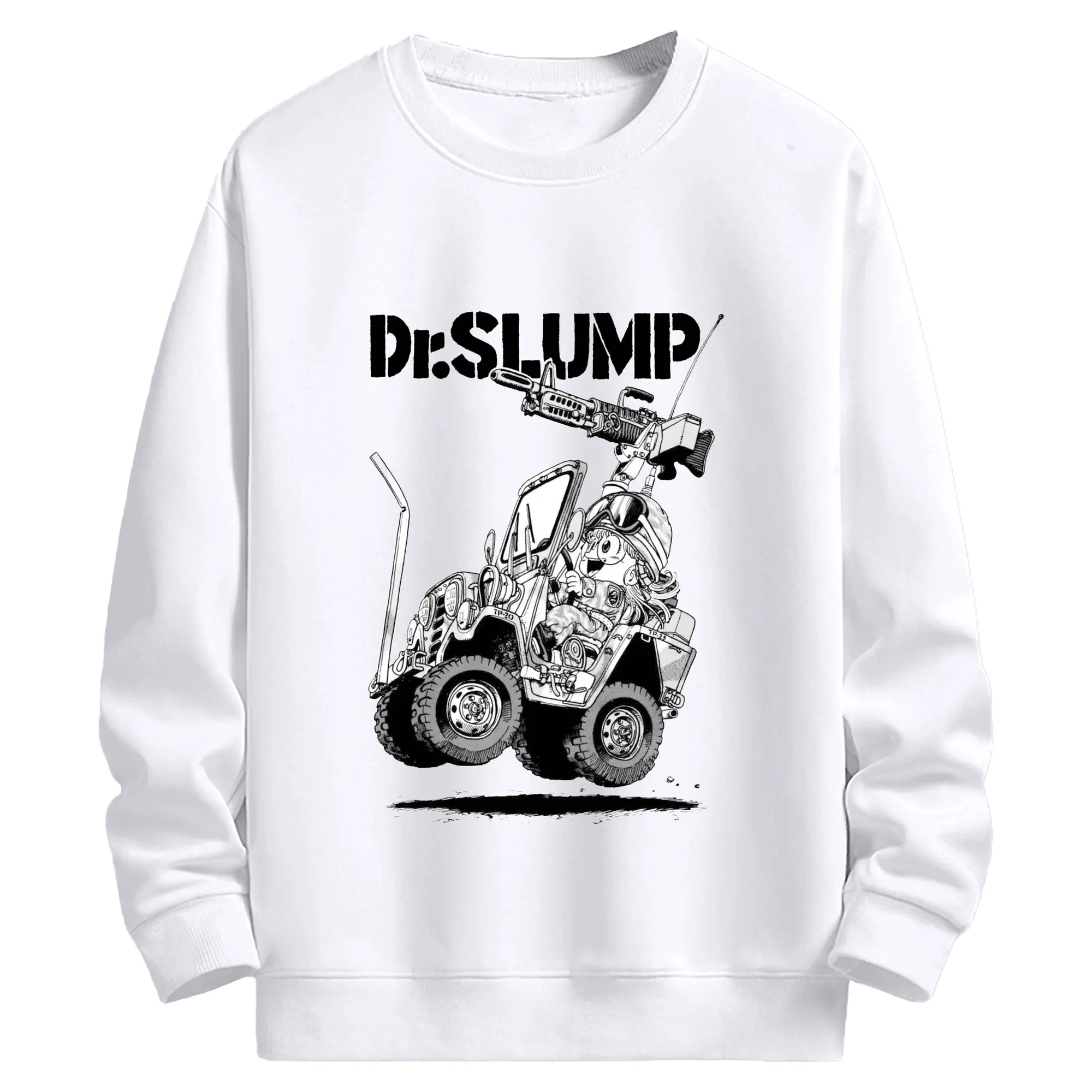 Dr.スランプ アラレちゃん モノクロ風 - 高品質 クルーネック スウェット ・ コットン59％ ポリエステル41％ ・ ユニセックス 長袖 トレーナー ・ カジュアル デイリー スポーツ 散歩用
