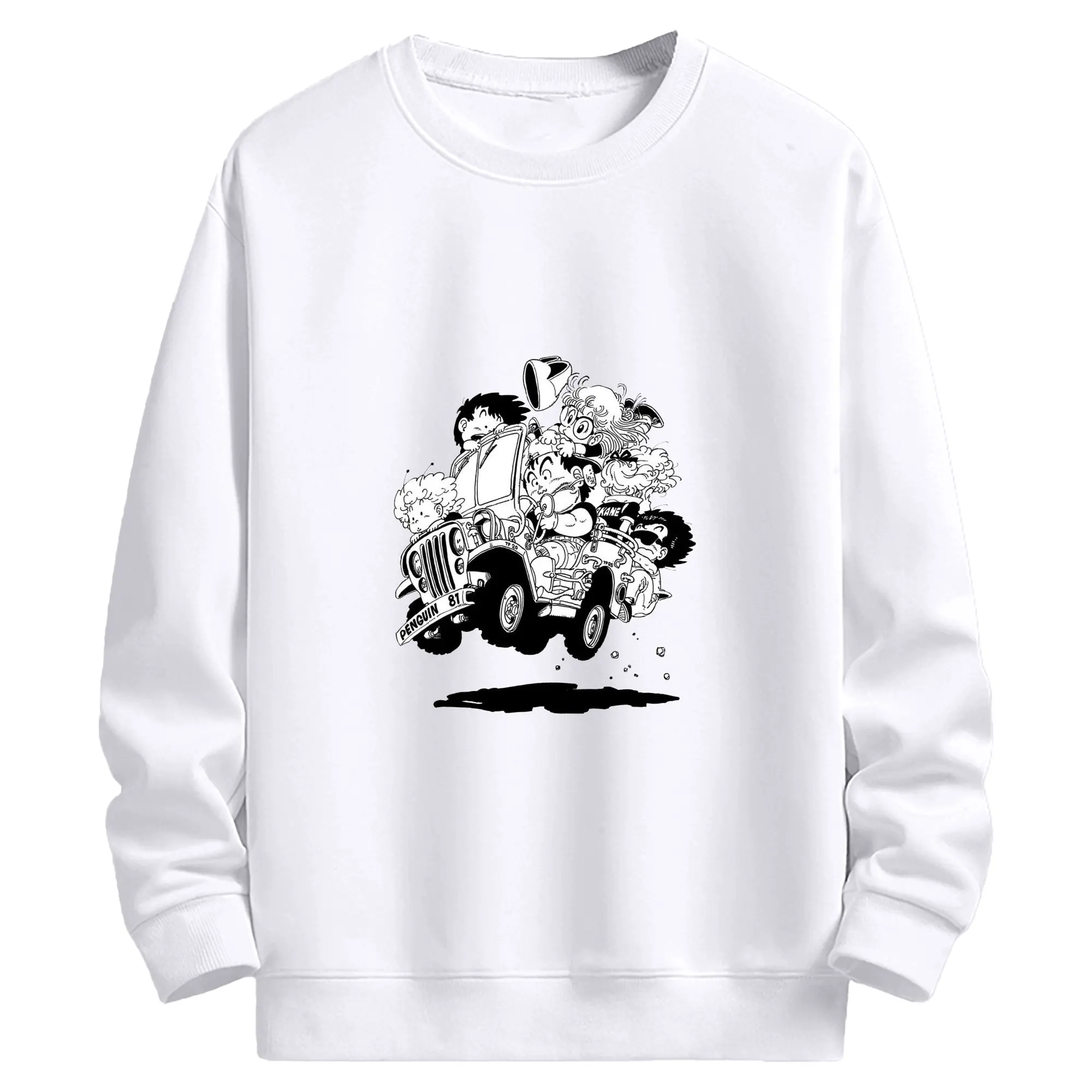 Dr.スランプ アラレちゃん モノクロ風 - 高品質 クルーネック スウェット ・ コットン59％ ポリエステル41％ ・ ユニセックス 長袖 トレーナー ・ カジュアル デイリー スポーツ 散歩用