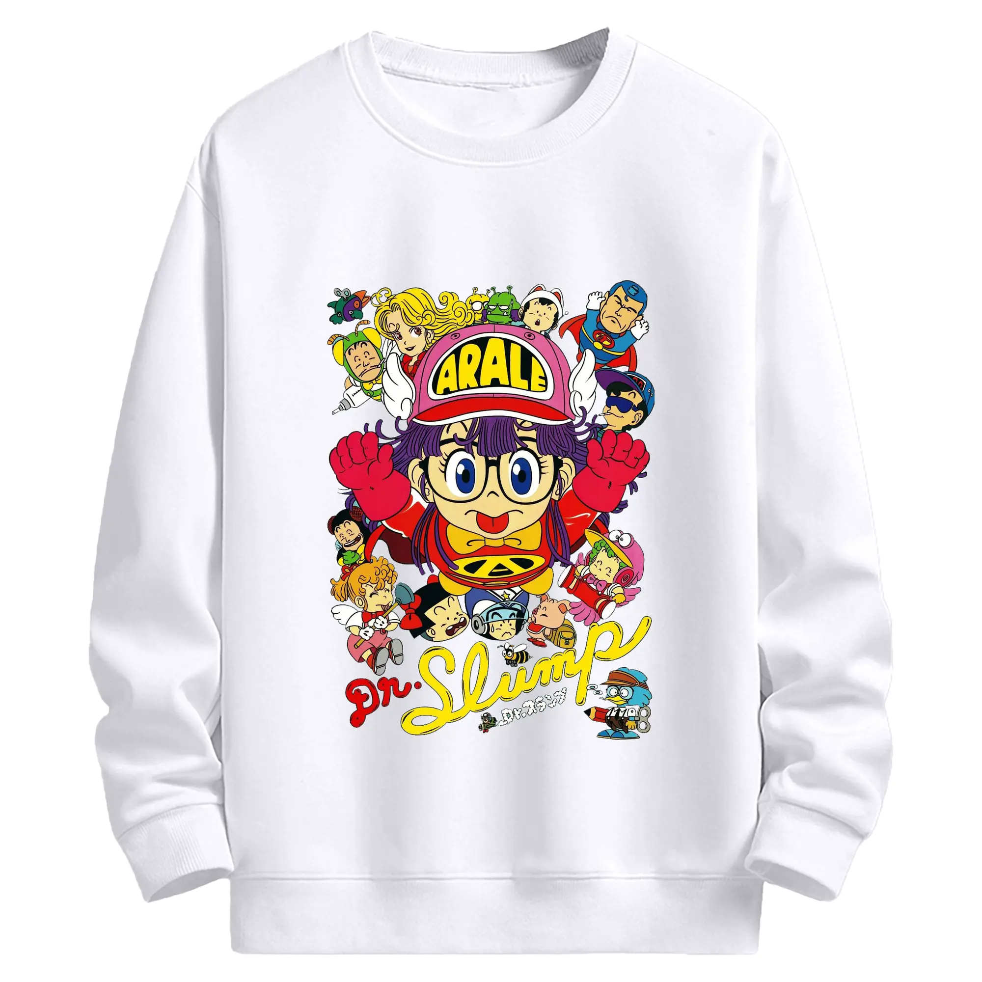 Dr.スランプ アラレちゃん マンガ風 Dr.スランプ アラレちゃん んちゃ!ペンギン村より愛をこめて - 高品質 クルーネック スウェット ・ コットン59％ ポリエステル41％ ・ ユニセックス 長袖 トレーナー ・ カジュアル デイリー スポーツ 散歩用