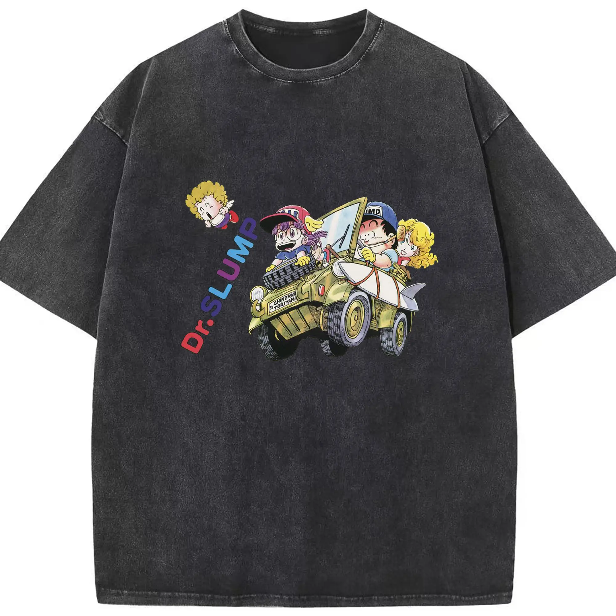 Dr.スランプ アラレちゃん  Dr.スランプ アニメ マンガ風則巻千兵衛 - 綿100％ ヴィンテージ風 半袖Tシャツ ・ フロントプリント ・ 柔らか肌触り ・ 通気性 快適 ・ スポーツ カジュアル 外出用