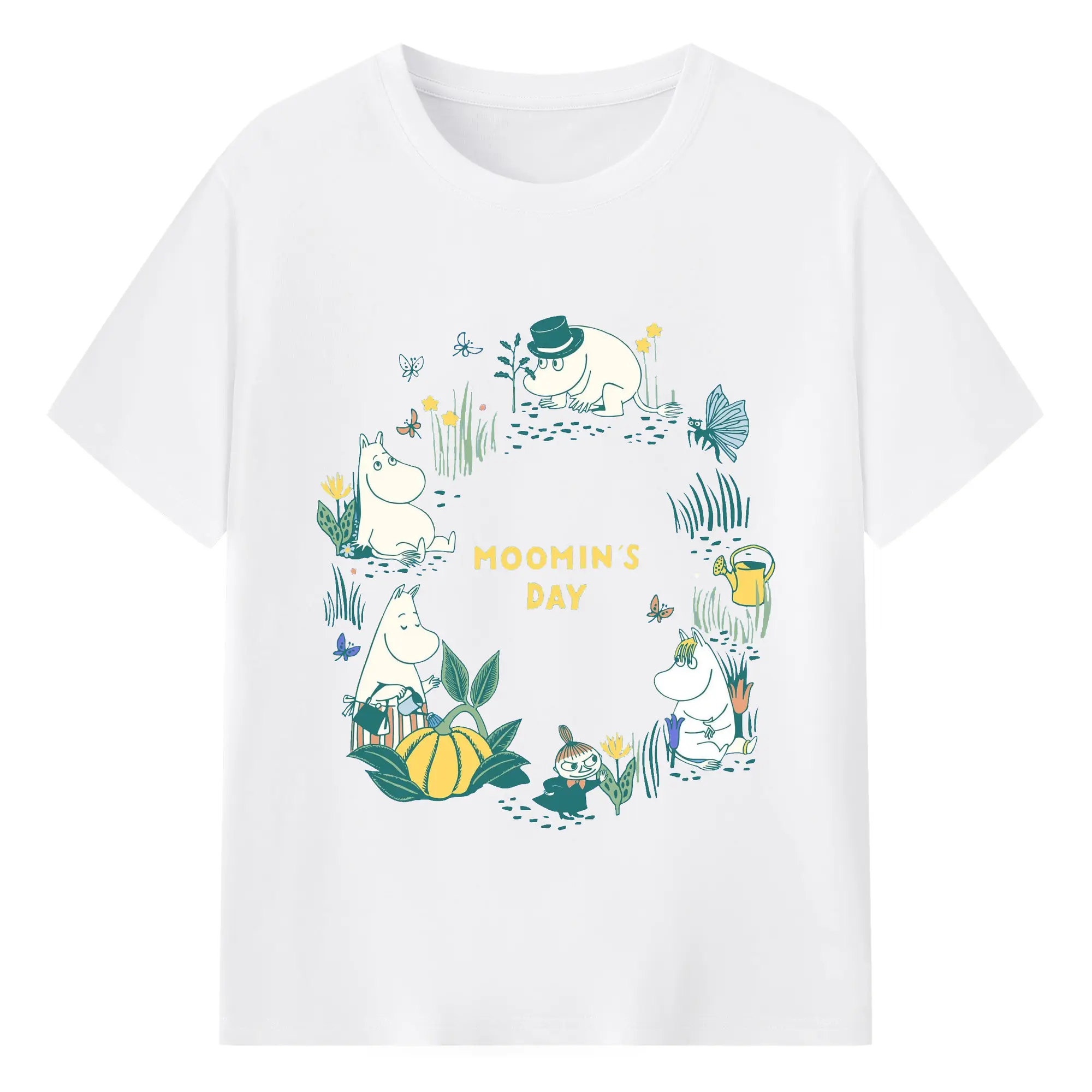 Moomin ムーミンコミックス Moomin day - 綿100％ 半袖Tシャツ ・ フロントプリント ・ 快適 通気性 ・ 日常使い 散歩 スポーツ用