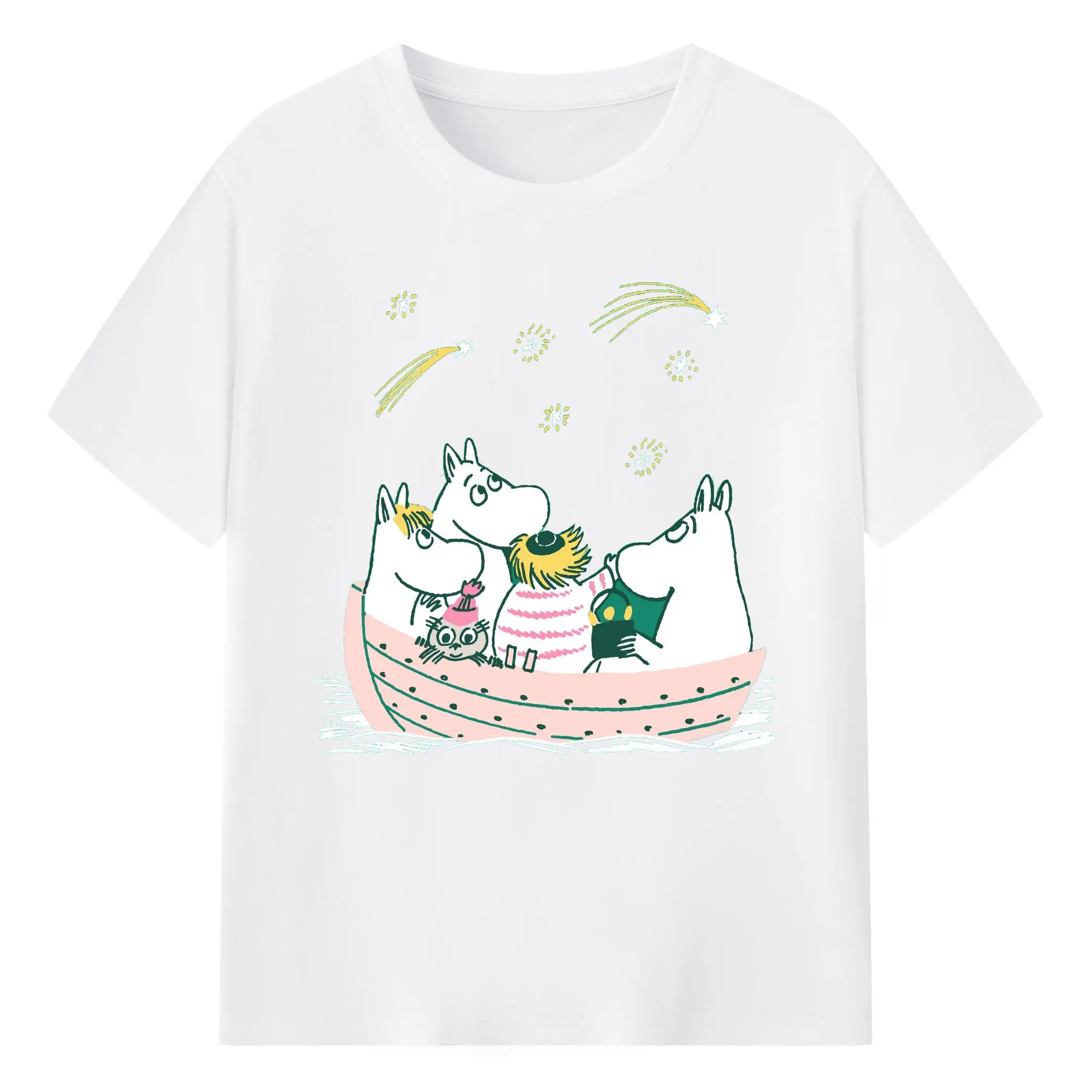 Moomin  ムーミンコミックス ニョロニョロ - 綿100％ 半袖Tシャツ ・ フロントプリント ・ 快適 通気性 ・ 日常使い 散歩 スポーツ用