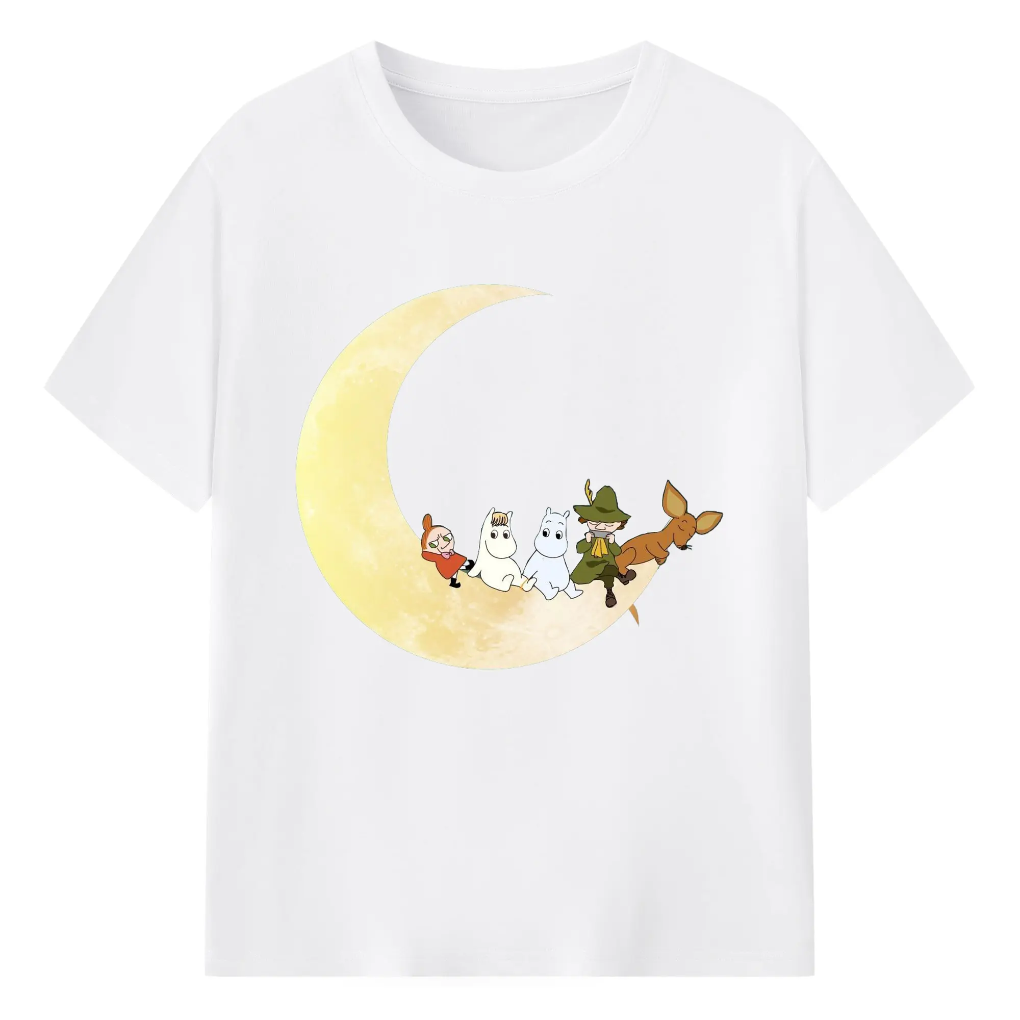 Moomin ムーミン谷のなかまたち ムーミンやしきからムーミンたちが次々と出てくる！ - 綿100％ 半袖Tシャツ ・ フロントプリント ・ 快適 通気性 ・ 日常使い 散歩 スポーツ用