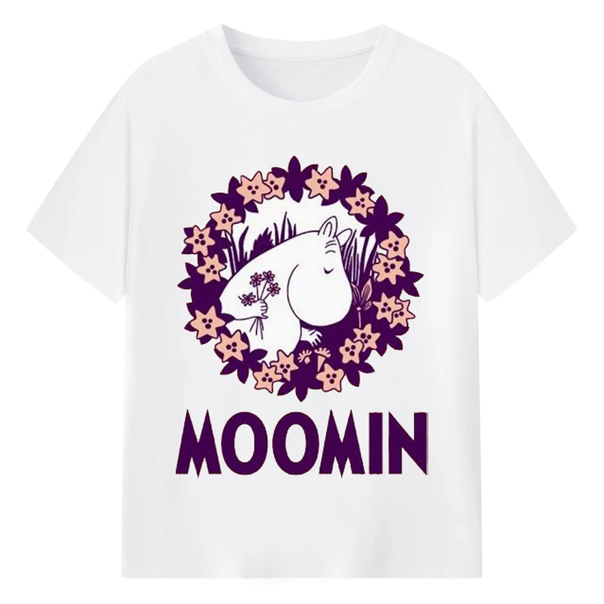 Moomin - 綿100％ 半袖Tシャツ ・ フロントプリント ・ 快適 通気性 ・ 日常使い 散歩 スポーツ用