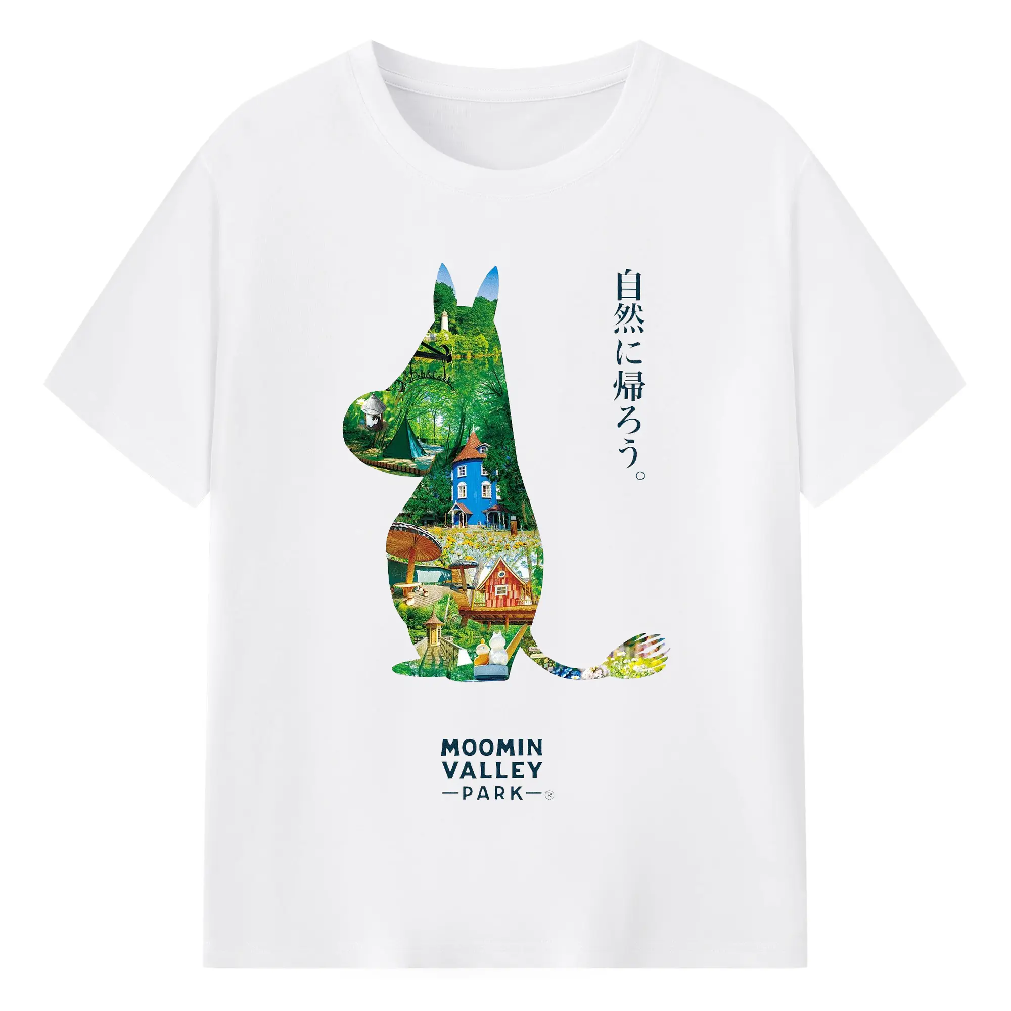 ムーミン谷 - 綿100％ 半袖Tシャツ ・ フロントプリント ・ 快適 通気性 ・ 日常使い 散歩 スポーツ用