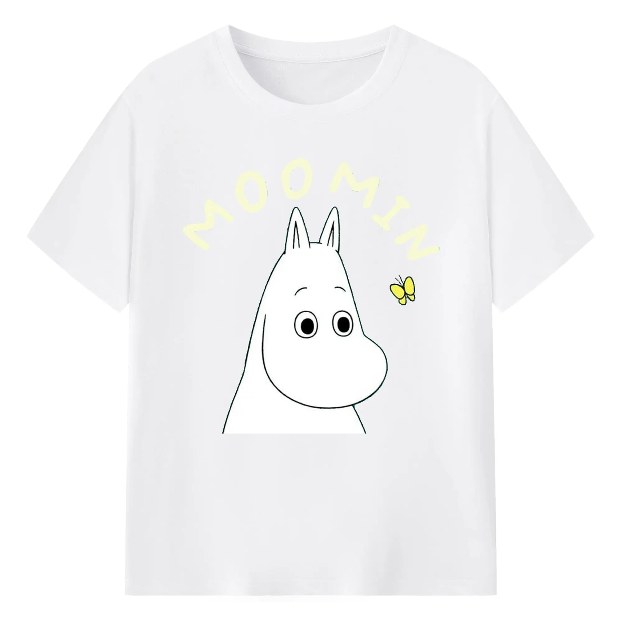 Moomin ムーミンと蝶の世界 - 綿100％ 半袖Tシャツ ・ フロントプリント ・ 快適 通気性 ・ 日常使い 散歩 スポーツ用