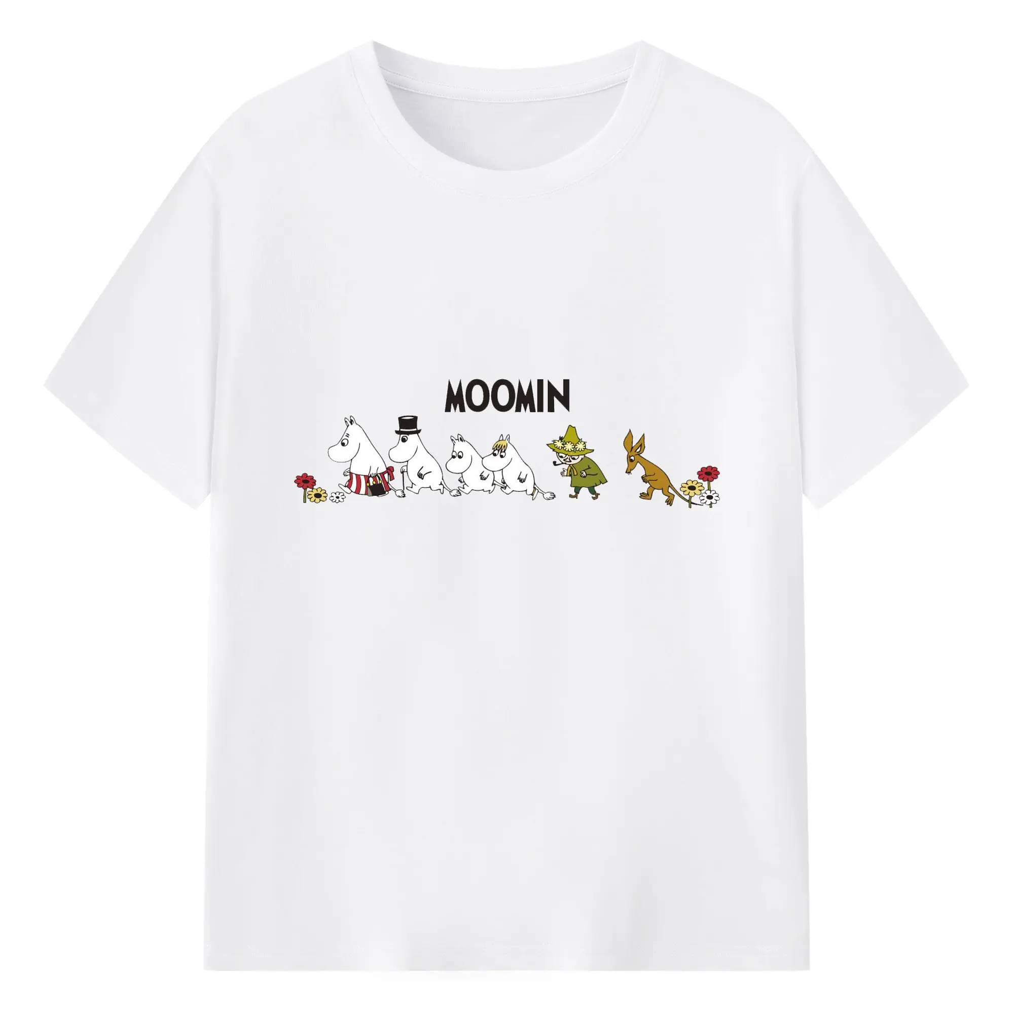 Moomin ムーミンコミックス ムーミン谷のなかまたち - 綿100％ 半袖Tシャツ ・ フロントプリント ・ 快適 通気性 ・ 日常使い 散歩 スポーツ用