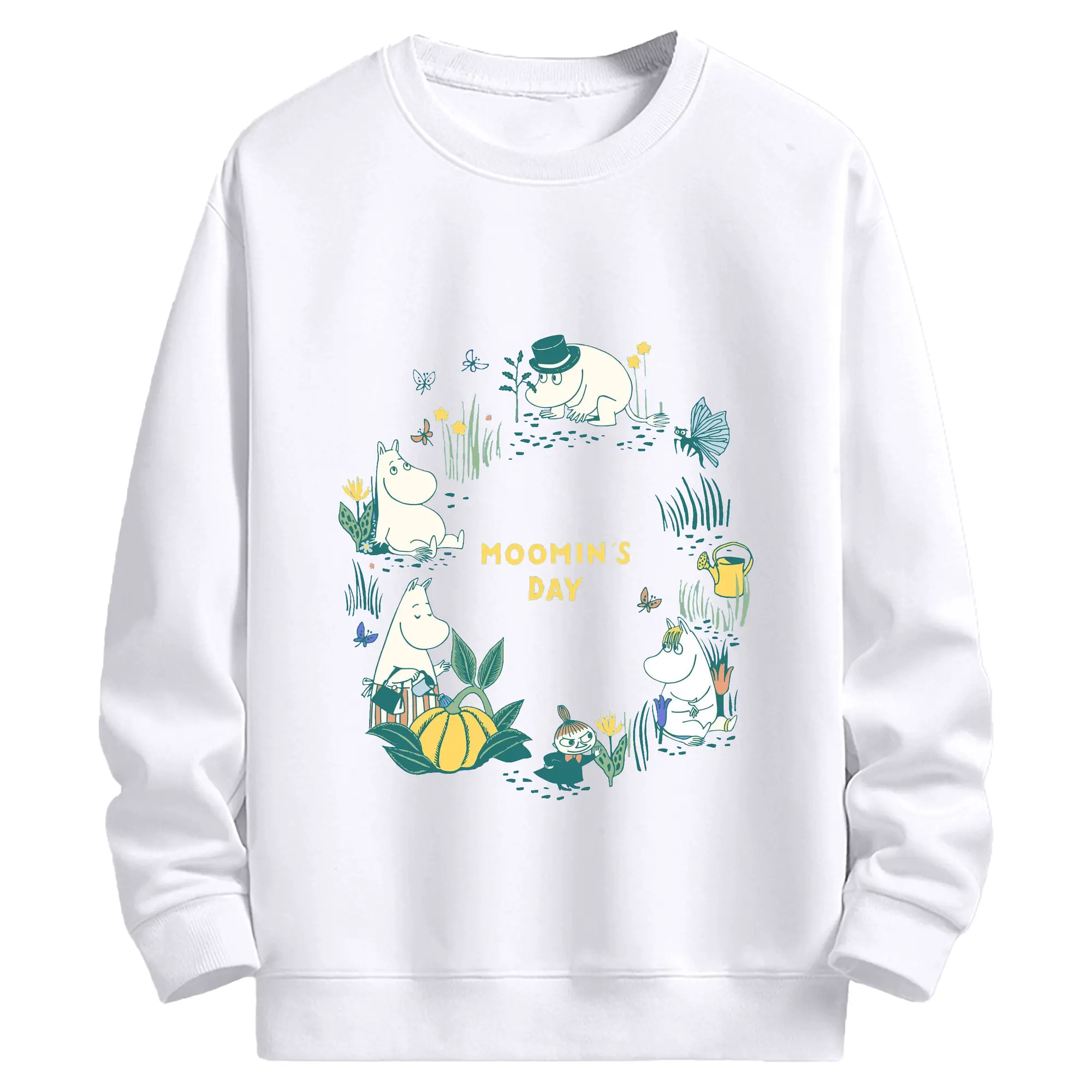 Moomin ムーミンコミックス Moomin day - 高品質 クルーネック スウェット ・ コットン59％ ポリエステル41％ ・ ユニセックス 長袖 トレーナー ・ カジュアル デイリー スポーツ 散歩用