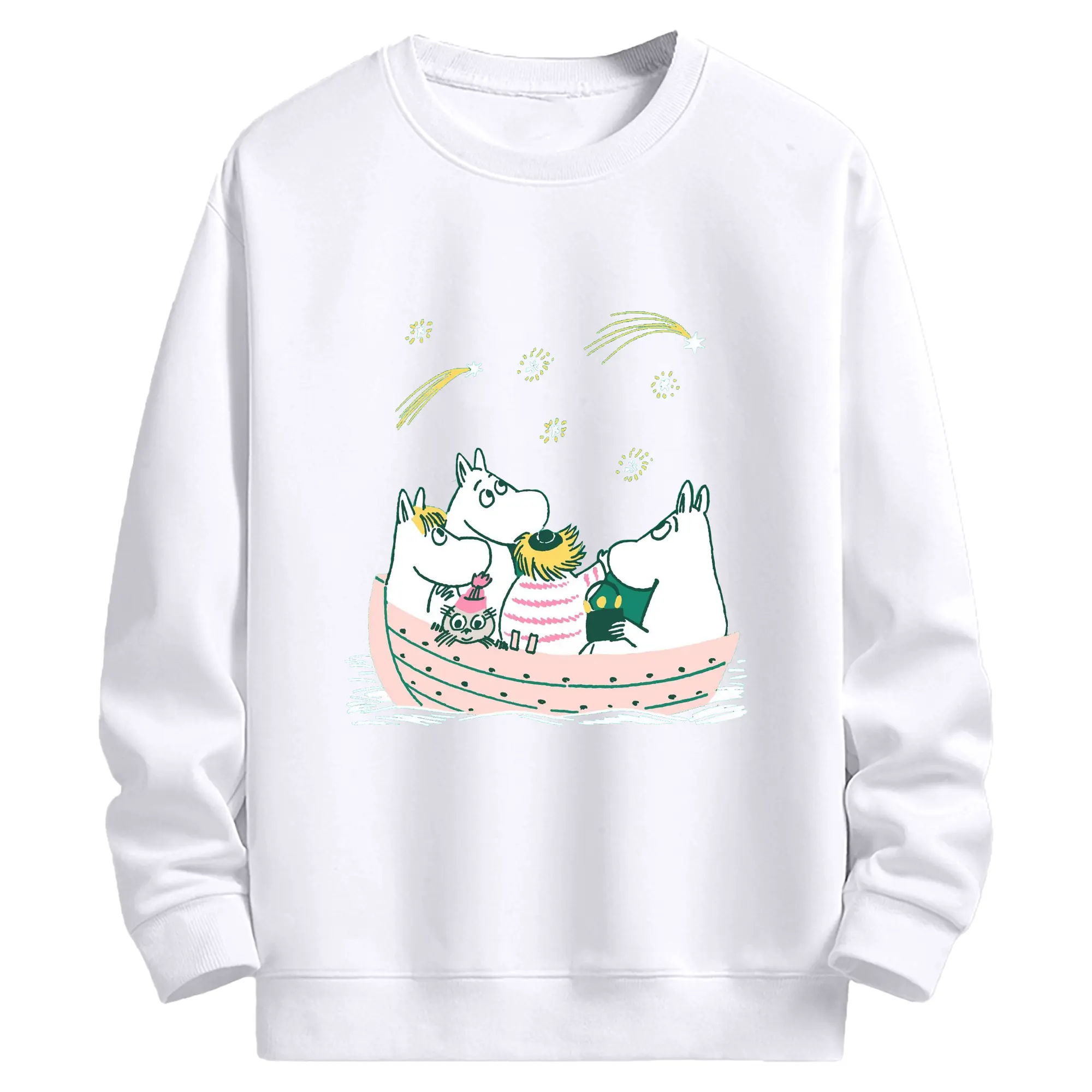 Moomin  ムーミンコミックス ニョロニョロ - 高品質 クルーネック スウェット ・ コットン59％ ポリエステル41％ ・ ユニセックス 長袖 トレーナー ・ カジュアル デイリー スポーツ 散歩用