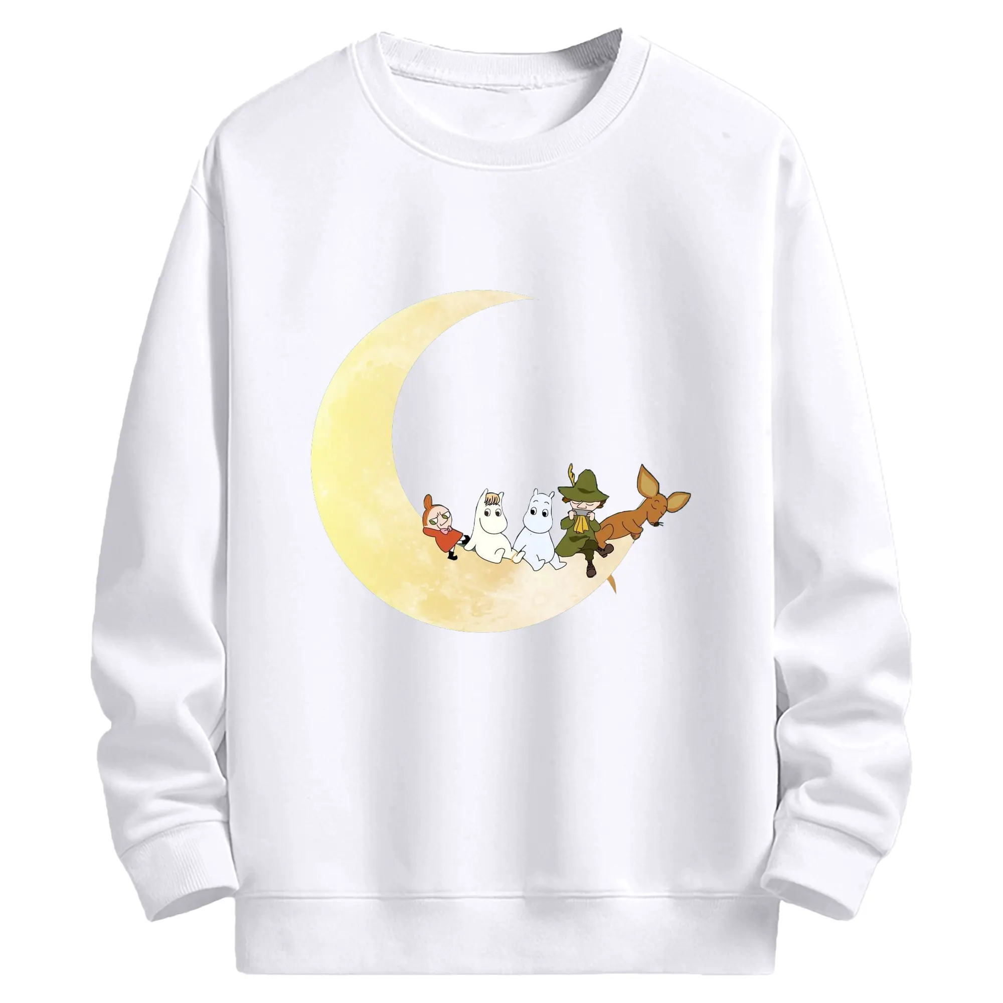 Moomin ムーミン谷のなかまたち ムーミンやしきからムーミンたちが次々と出てくる！ - 高品質 クルーネック スウェット ・ コットン59％ ポリエステル41％ ・ ユニセックス 長袖 トレーナー ・ カジュアル デイリー スポーツ 散歩用