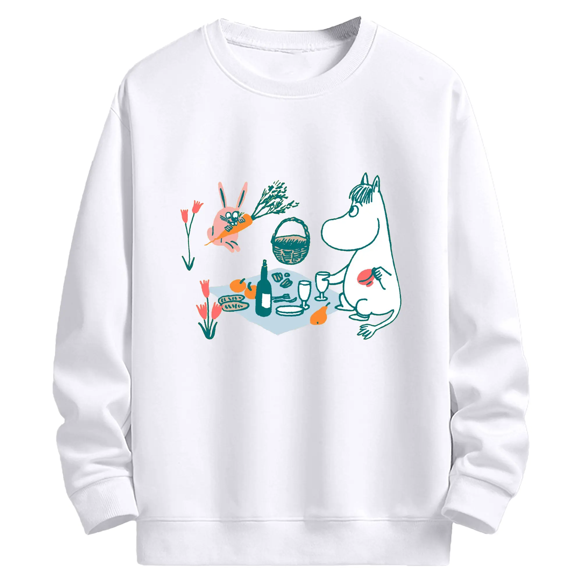 Moomin  ムーミンとゆったり時間 - 高品質 クルーネック スウェット ・ コットン59％ ポリエステル41％ ・ ユニセックス 長袖 トレーナー ・ カジュアル デイリー スポーツ 散歩用