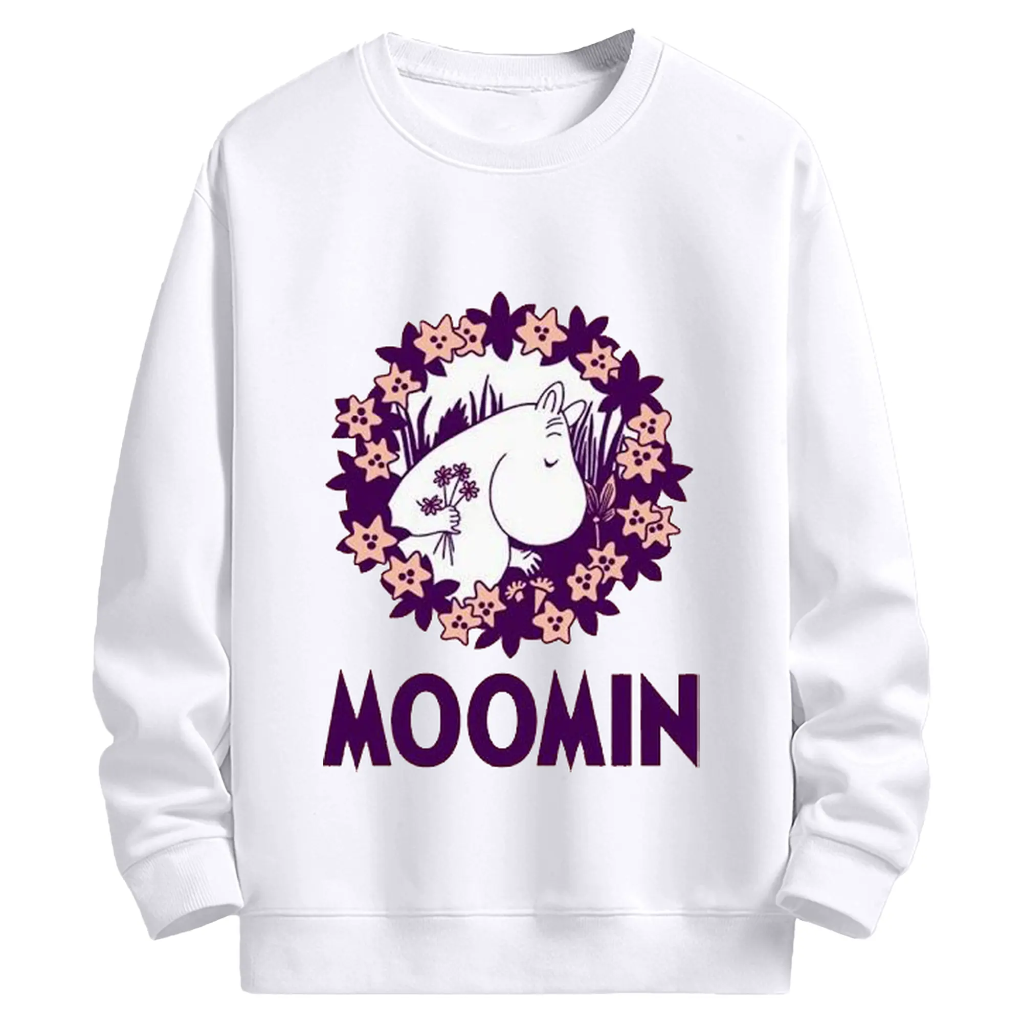 Moomin - 高品質 クルーネック スウェット ・ コットン59％ ポリエステル41％ ・ ユニセックス 長袖 トレーナー ・ カジュアル デイリー スポーツ 散歩用
