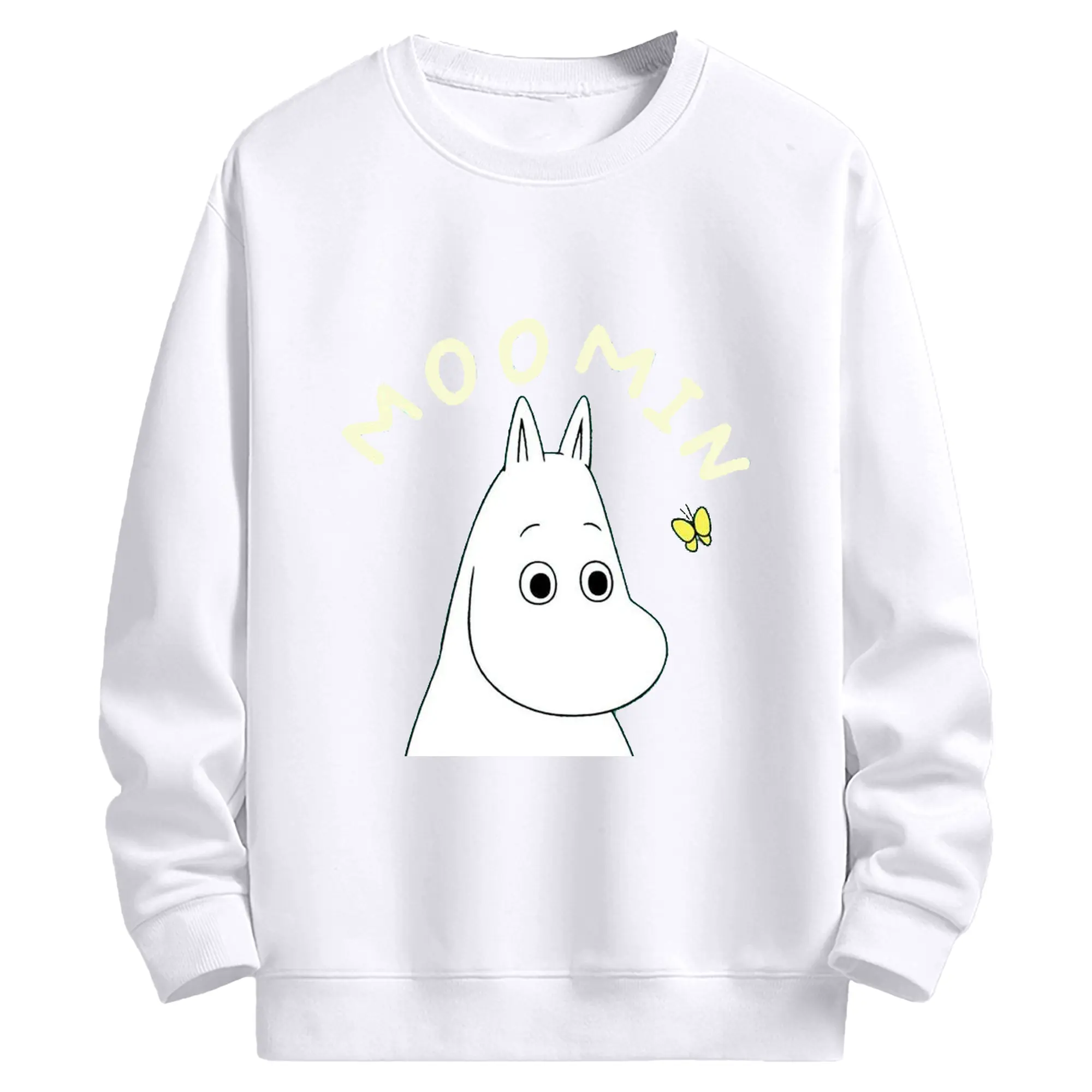 Moomin ムーミンと蝶の世界 - 高品質 クルーネック スウェット ・ コットン59％ ポリエステル41％ ・ ユニセックス 長袖 トレーナー ・ カジュアル デイリー スポーツ 散歩用