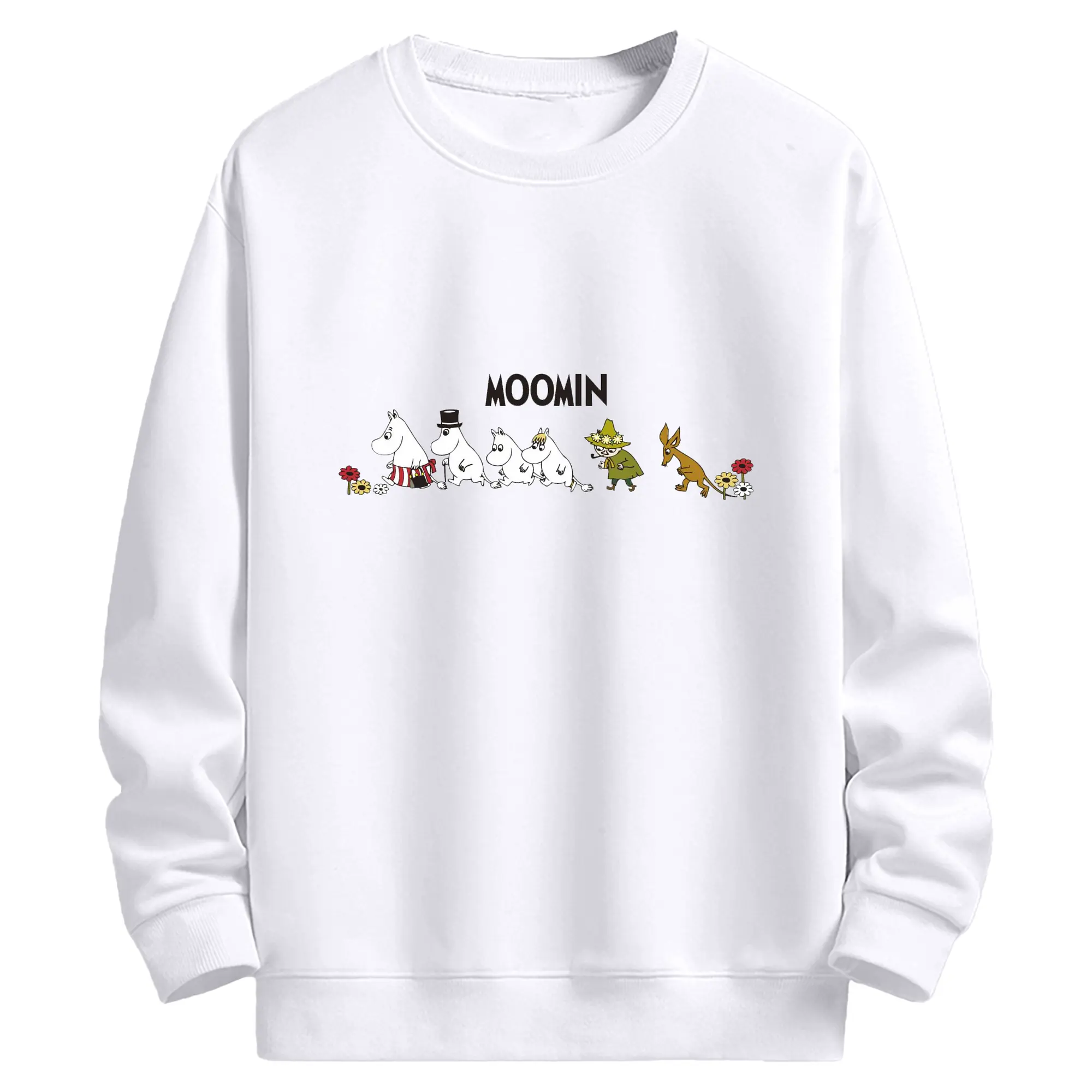 Moomin ムーミンコミックス ムーミン谷のなかまたち - 高品質 クルーネック スウェット ・ コットン59％ ポリエステル41％ ・ ユニセックス 長袖 トレーナー ・ カジュアル デイリー スポーツ 散歩用