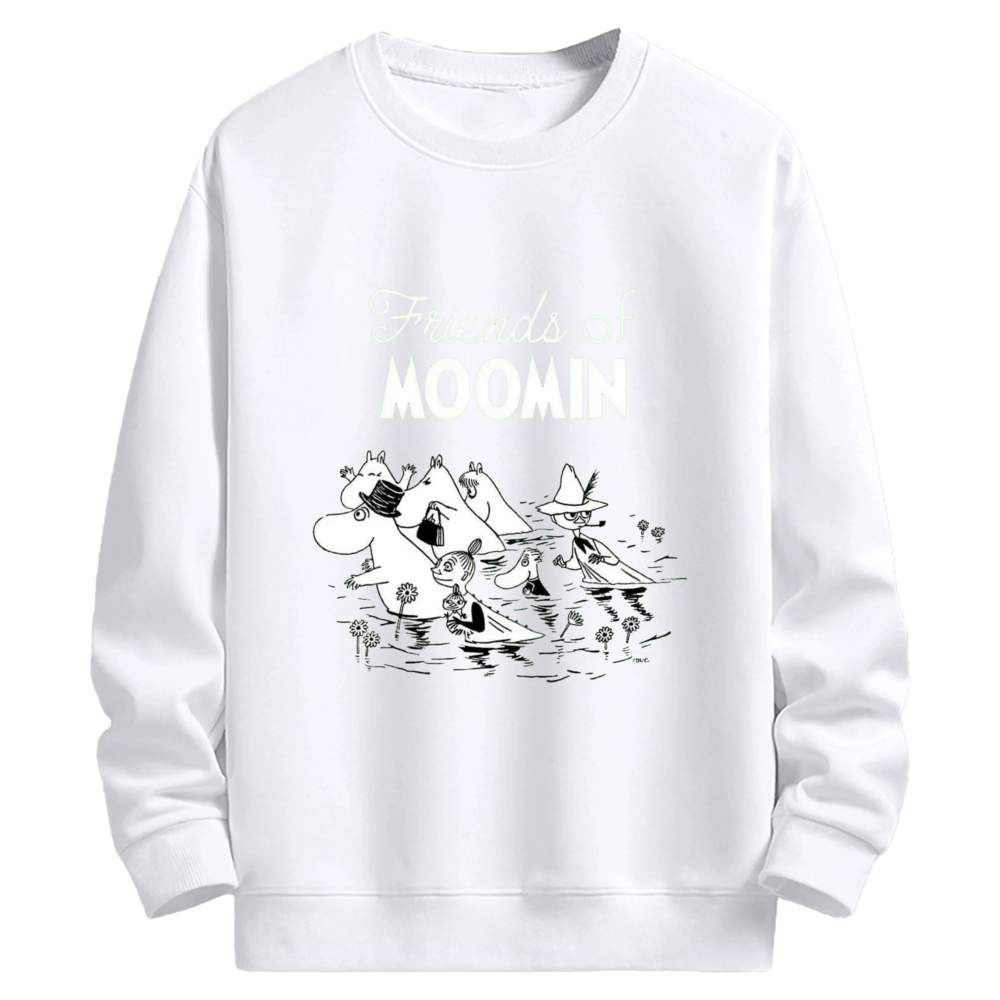 Moomin フィンランド絵本 お出かけ先でも、ムーミンたちといっしょ - 高品質 クルーネック スウェット ・ コットン59％ ポリエステル41％ ・ ユニセックス 長袖 トレーナー ・ カジュアル デイリー スポーツ 散歩用