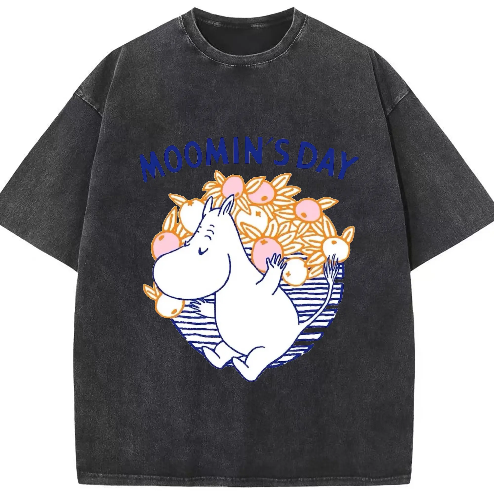 Moomin ムーミンコミックス - 綿100％ ヴィンテージ風 半袖Tシャツ ・ フロントプリント ・ 柔らか肌触り ・ 通気性 快適 ・ スポーツ カジュアル 外出用
