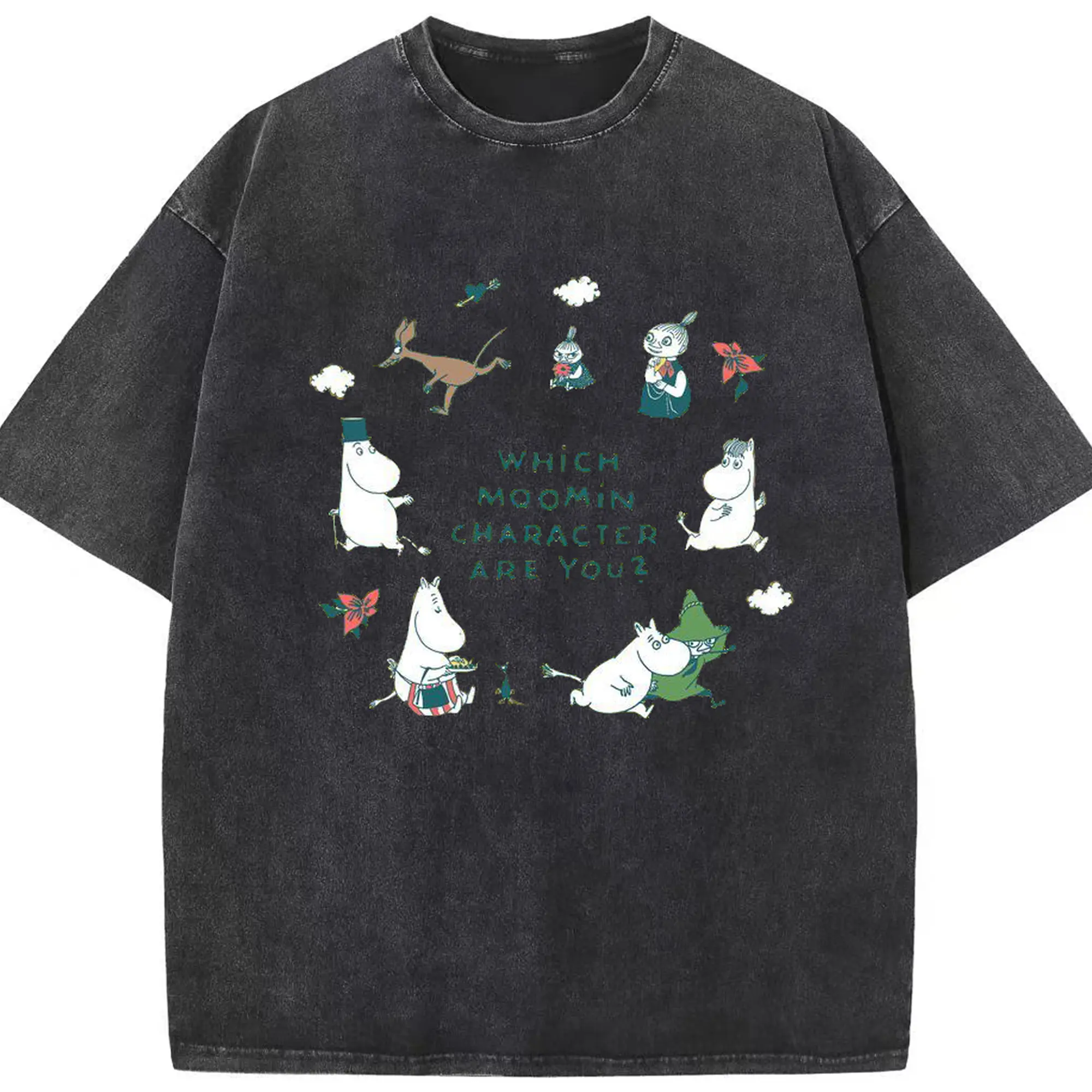 Moomin ムーミンコミックス - 綿100％ ヴィンテージ風 半袖Tシャツ ・ フロントプリント ・ 柔らか肌触り ・ 通気性 快適 ・ スポーツ カジュアル 外出用