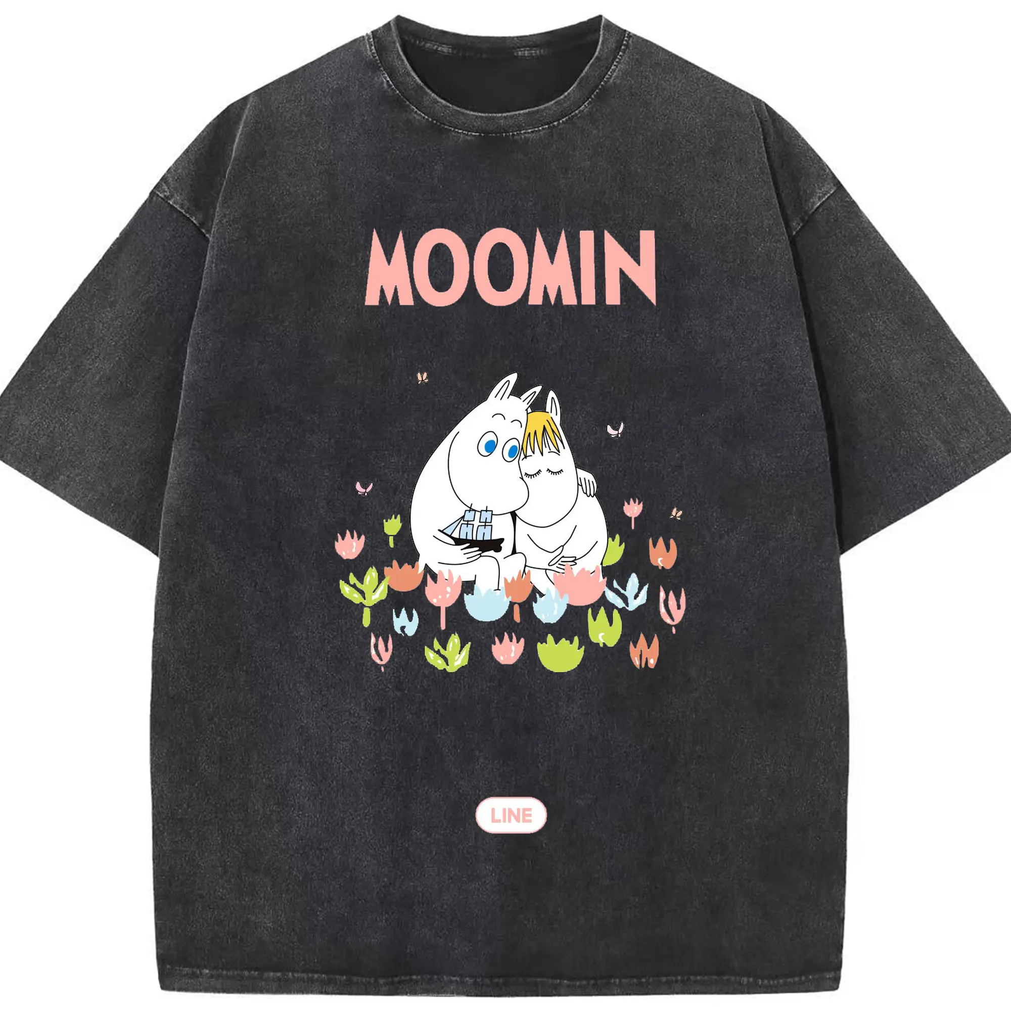 Moomin  スノークのおじょあまいじかん ラブラブうさん - 綿100％ ヴィンテージ風 半袖Tシャツ ・ フロントプリント ・ 柔らか肌触り ・ 通気性 快適 ・ スポーツ カジュアル 外出用