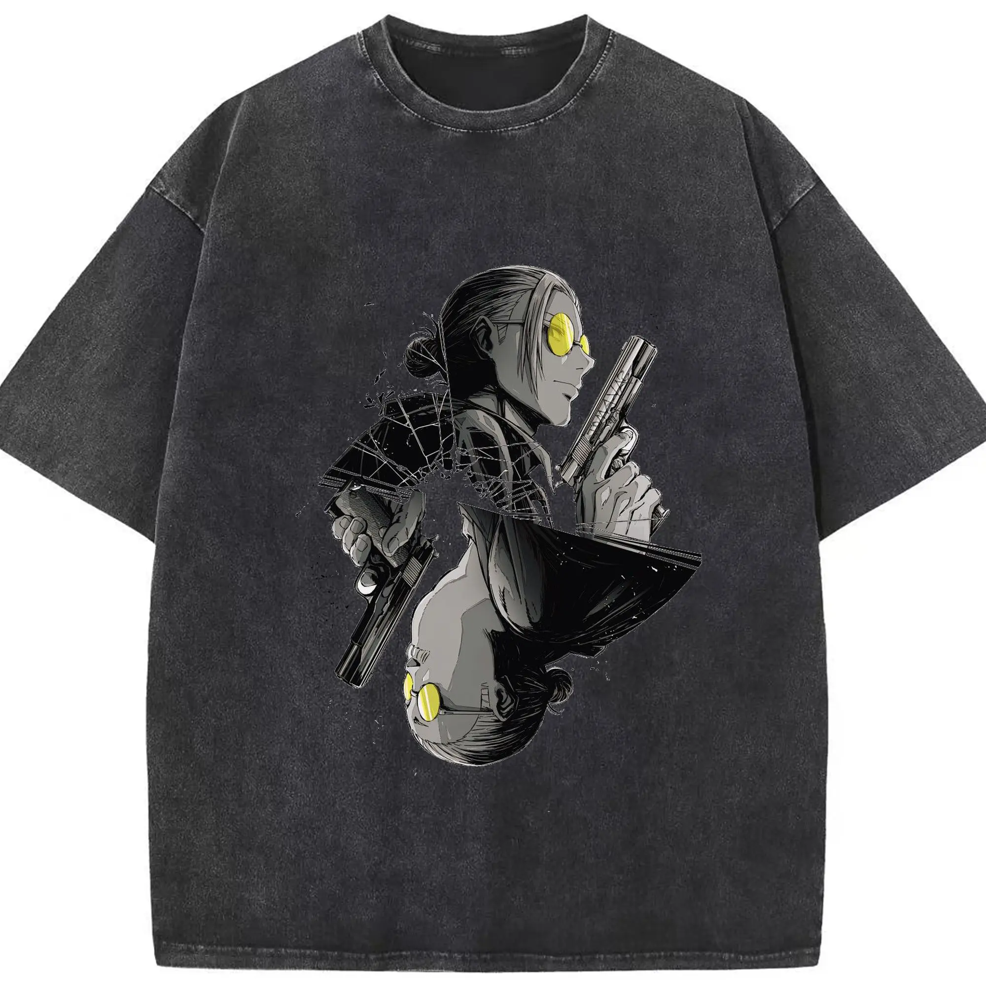 SNSで人気爆発 Sakamoto Days 坂本太郎戦闘シーン - 綿100％ ヴィンテージ風 半袖Tシャツ ・ フロントプリント ・ 柔らか肌触り ・ 通気性 快適 ・ スポーツ カジュアル 外出用