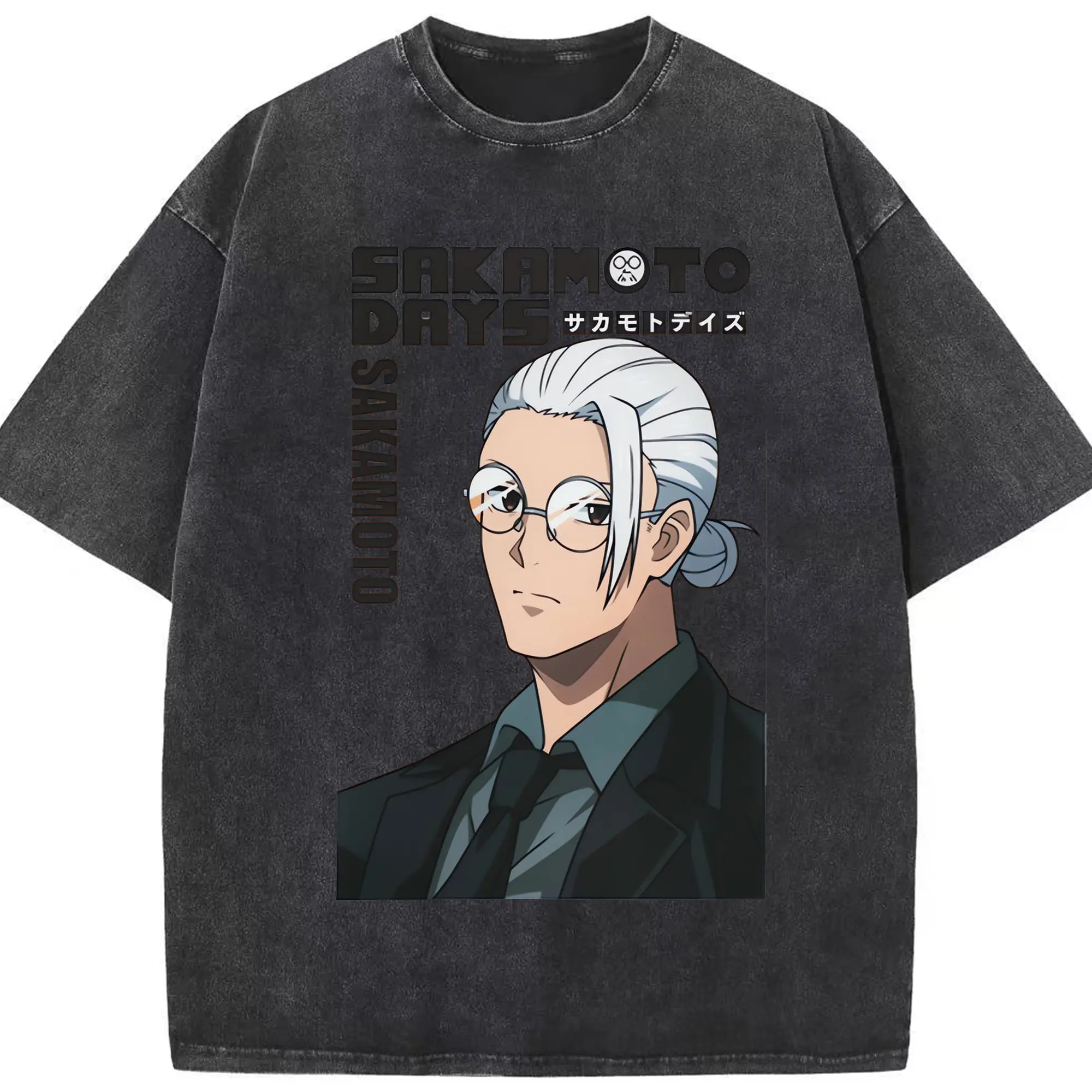 Sakamoto Days 坂本太郎 - 綿100％ ヴィンテージ風 半袖Tシャツ ・ フロントプリント ・ 柔らか肌触り ・ 通気性 快適 ・ スポーツ カジュアル 外出用