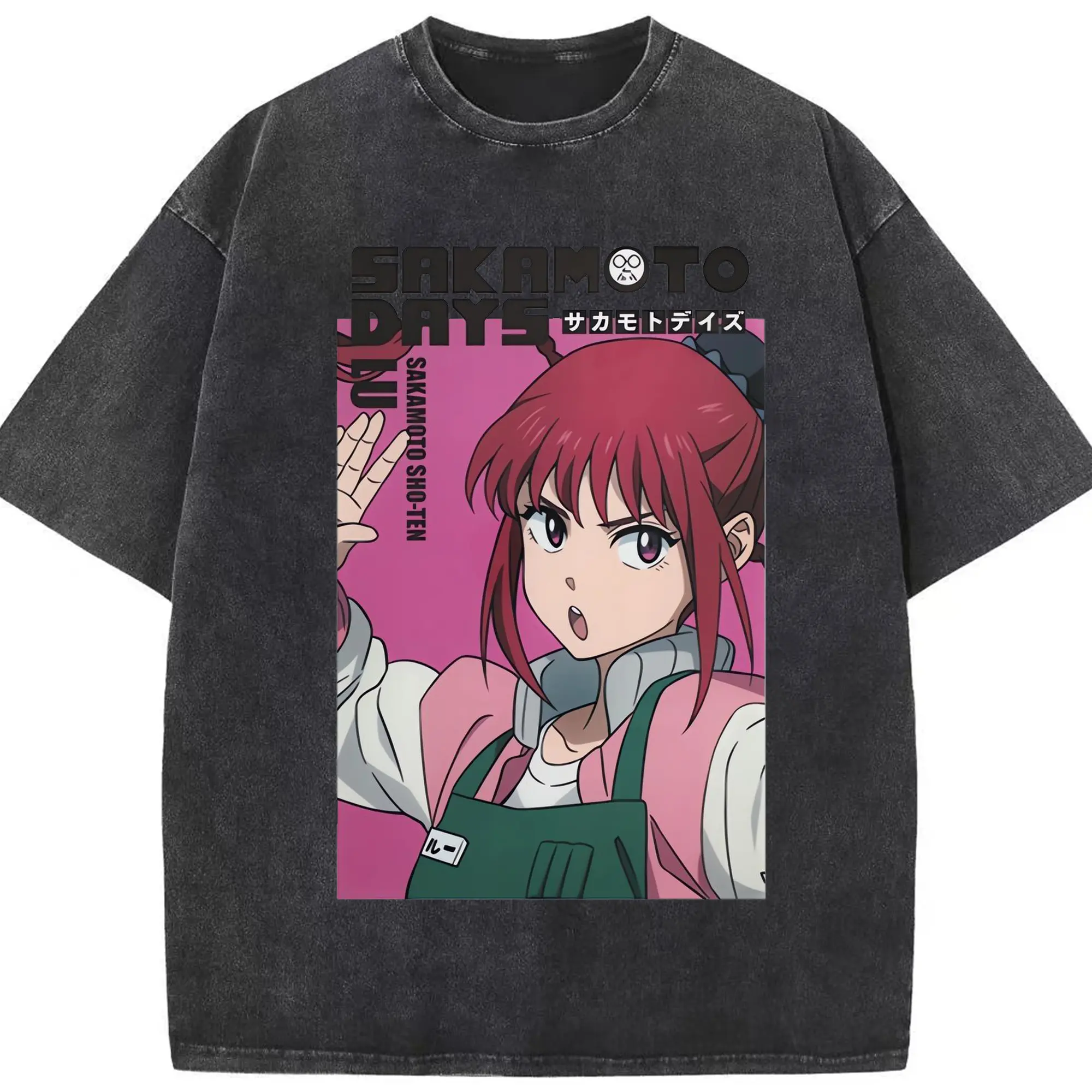 Sakamoto Days 陸少糖  殺し屋 - 綿100％ ヴィンテージ風 半袖Tシャツ ・ フロントプリント ・ 柔らか肌触り ・ 通気性 快適 ・ スポーツ カジュアル 外出用