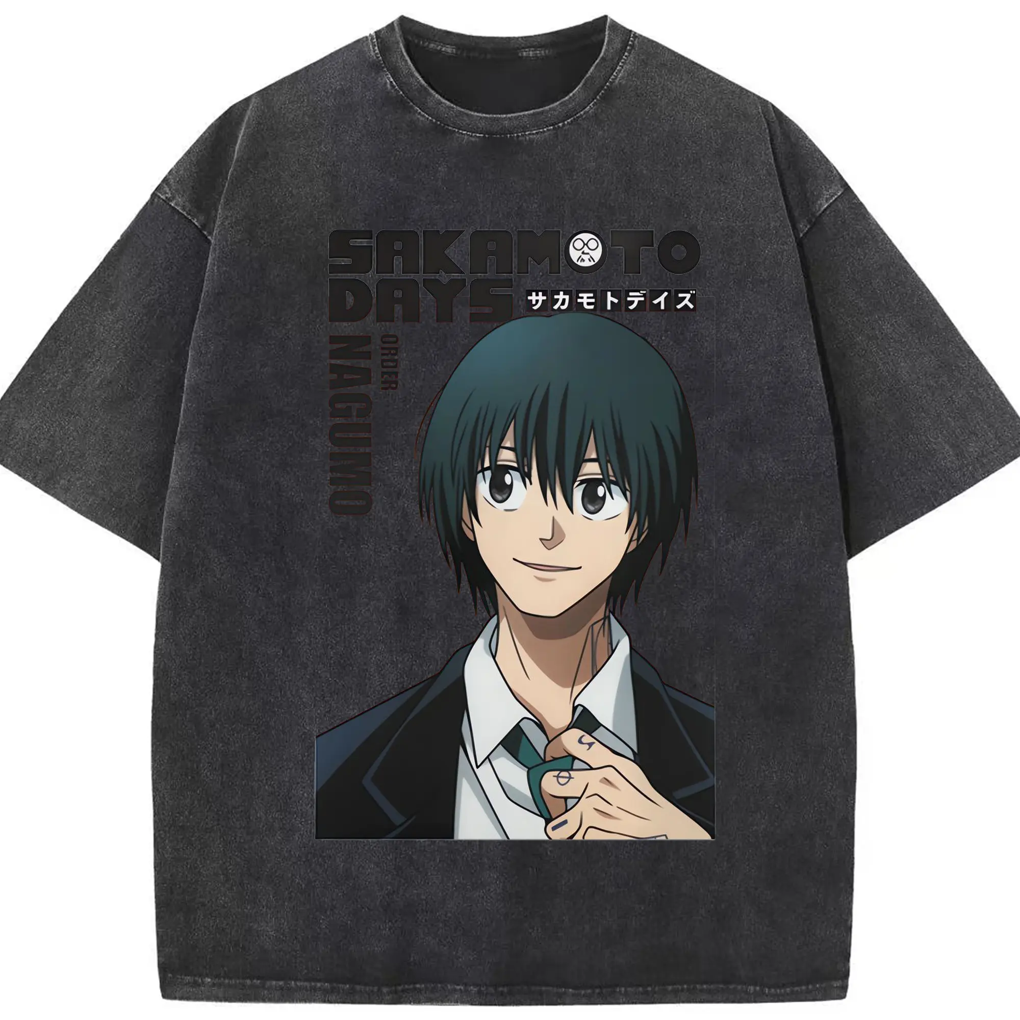 Sakamoto Days　南雲 殺し屋 - 綿100％ ヴィンテージ風 半袖Tシャツ ・ フロントプリント ・ 柔らか肌触り ・ 通気性 快適 ・ スポーツ カジュアル 外出用