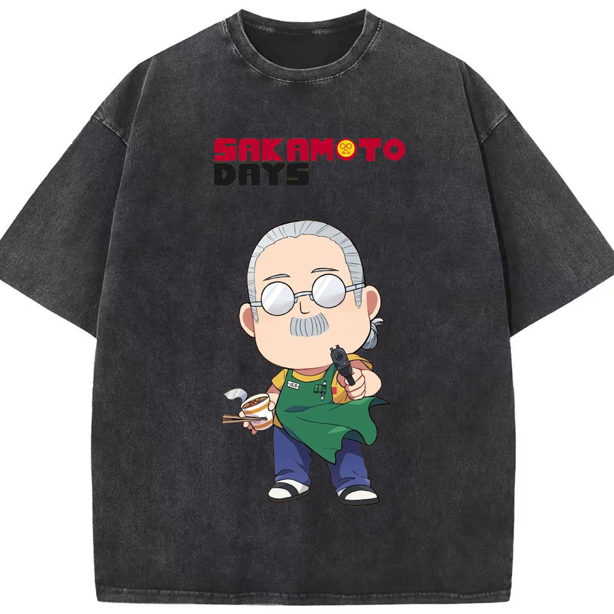 Sakamoto Days ギャグサカモト - 綿100％ ヴィンテージ風 半袖Tシャツ ・ フロントプリント ・ 柔らか肌触り ・ 通気性 快適 ・ スポーツ カジュアル 外出用